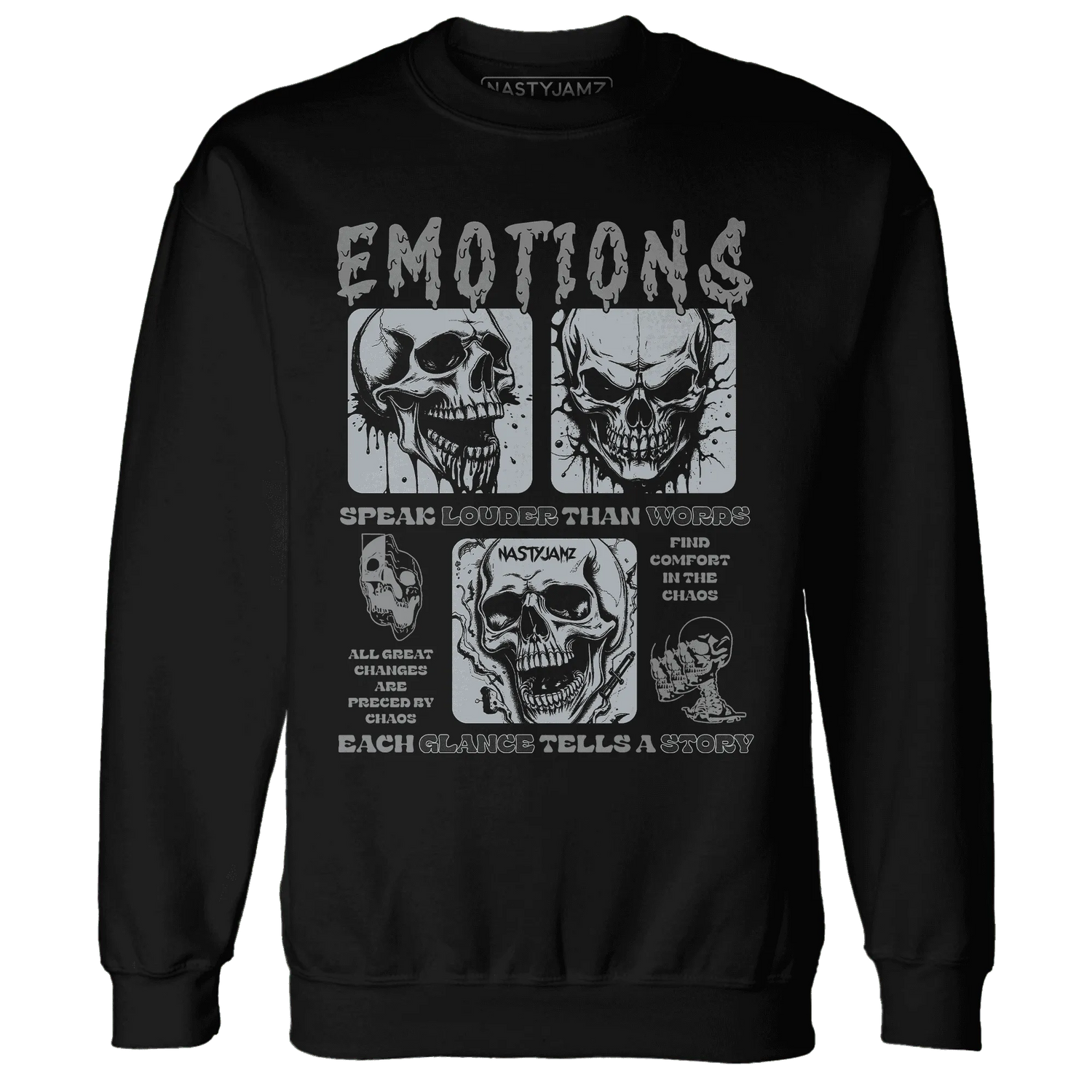 NastyJamz-Wolf-Grey-12s-Sweatshirt-Match-Emotions-Skull