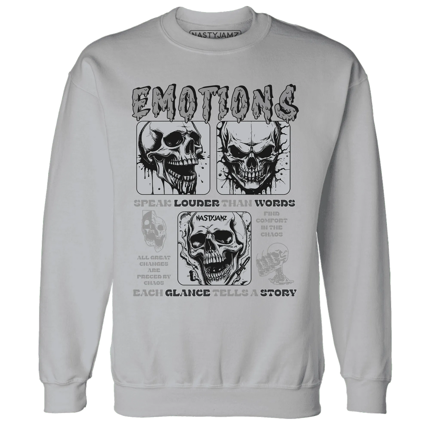 NastyJamz-Wolf-Grey-12s-Sweatshirt-Match-Emotions-Skull