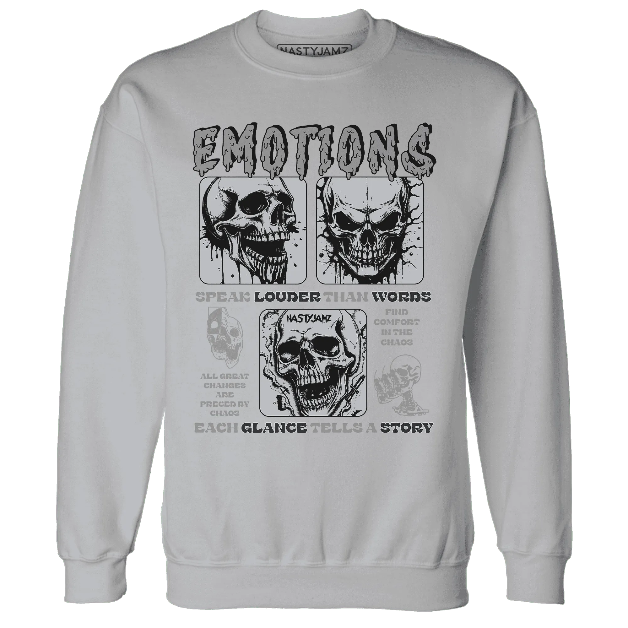 NastyJamz-Wolf-Grey-12s-Sweatshirt-Match-Emotions-Skull