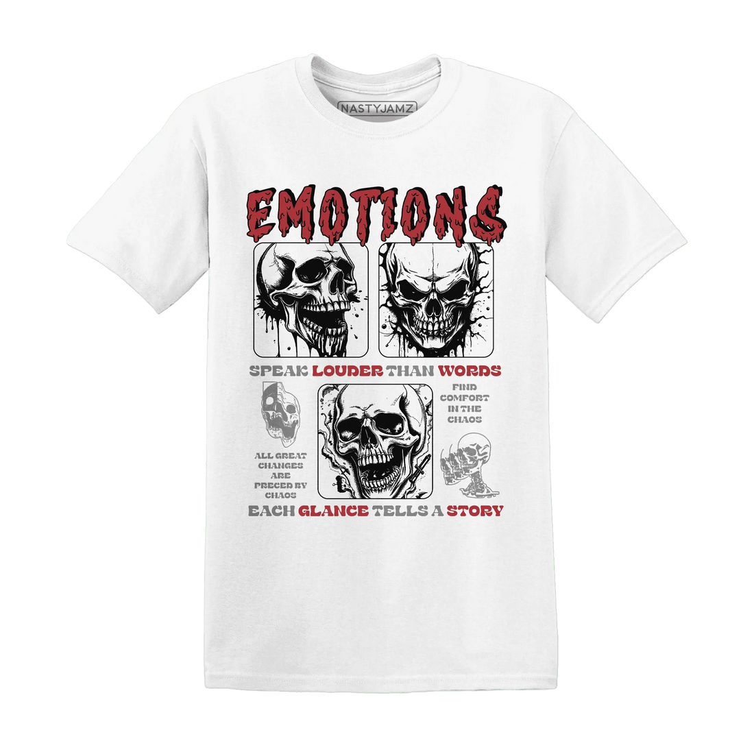 Black-Toe-Reimagined-Red-White-1s-T-Shirt-Match-Emotions-Skull