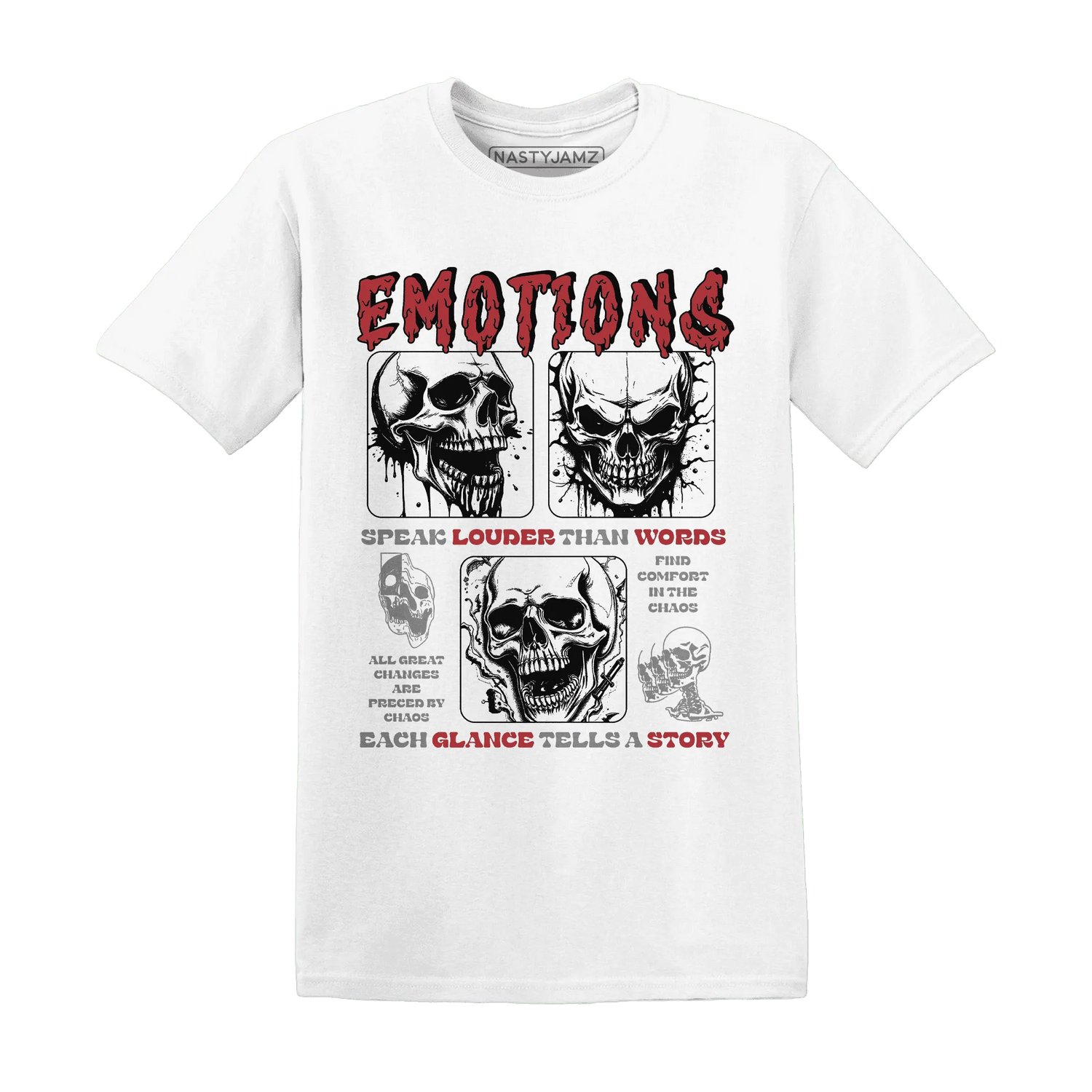 Black-Toe-Reimagined-Red-White-1s-T-Shirt-Match-Emotions-Skull