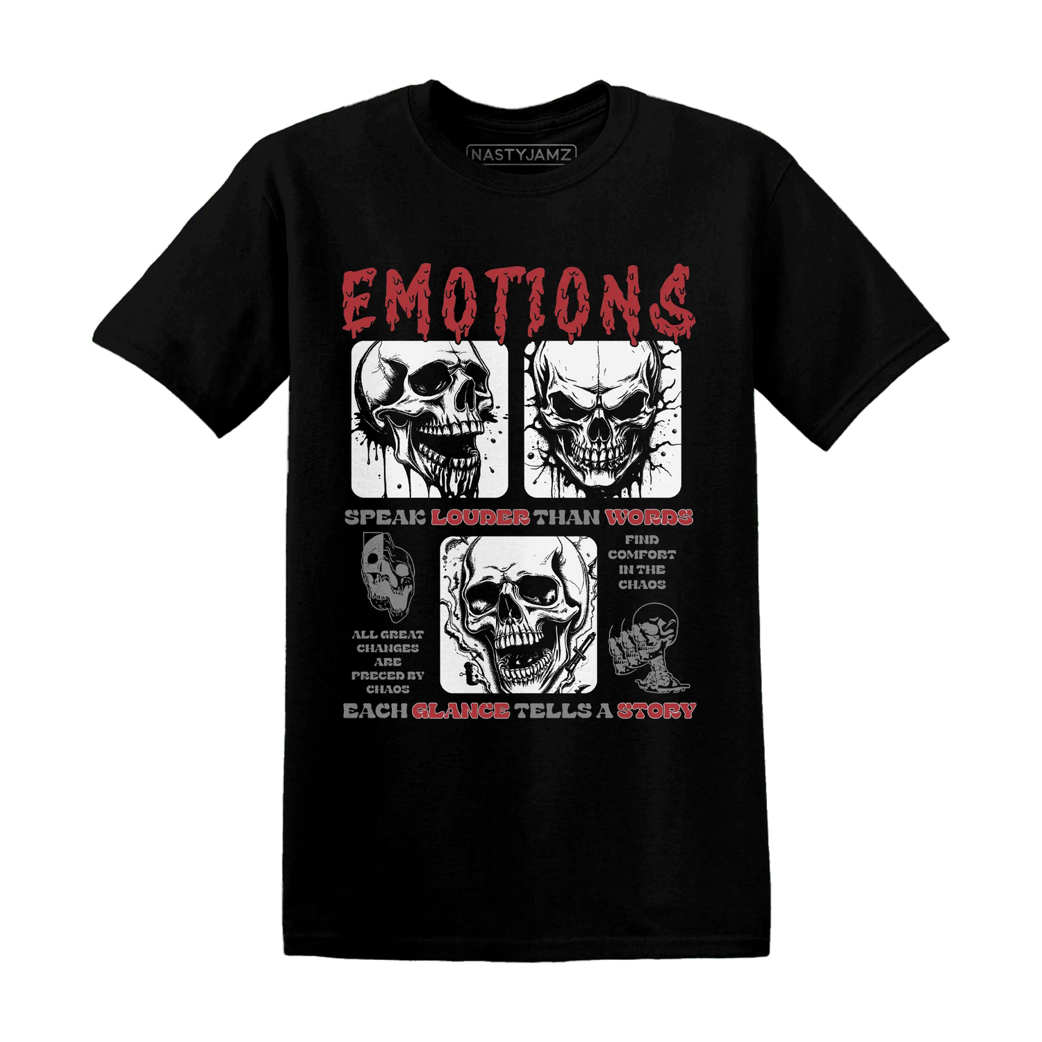 Black-Toe-Reimagined-Red-White-1s-T-Shirt-Match-Emotions-Skull
