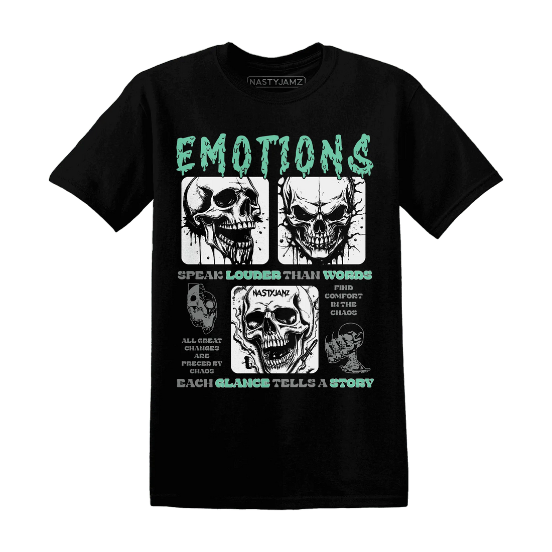 NastyJamz-High-OG-Green-Glow-1s-T-Shirt-Match-Emotions-Skull