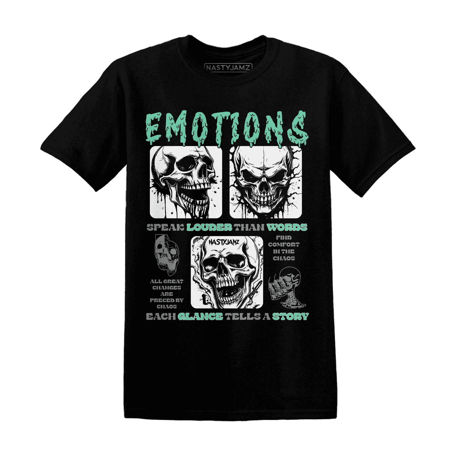 NastyJamz-High-OG-Green-Glow-1s-T-Shirt-Match-Emotions-Skull
