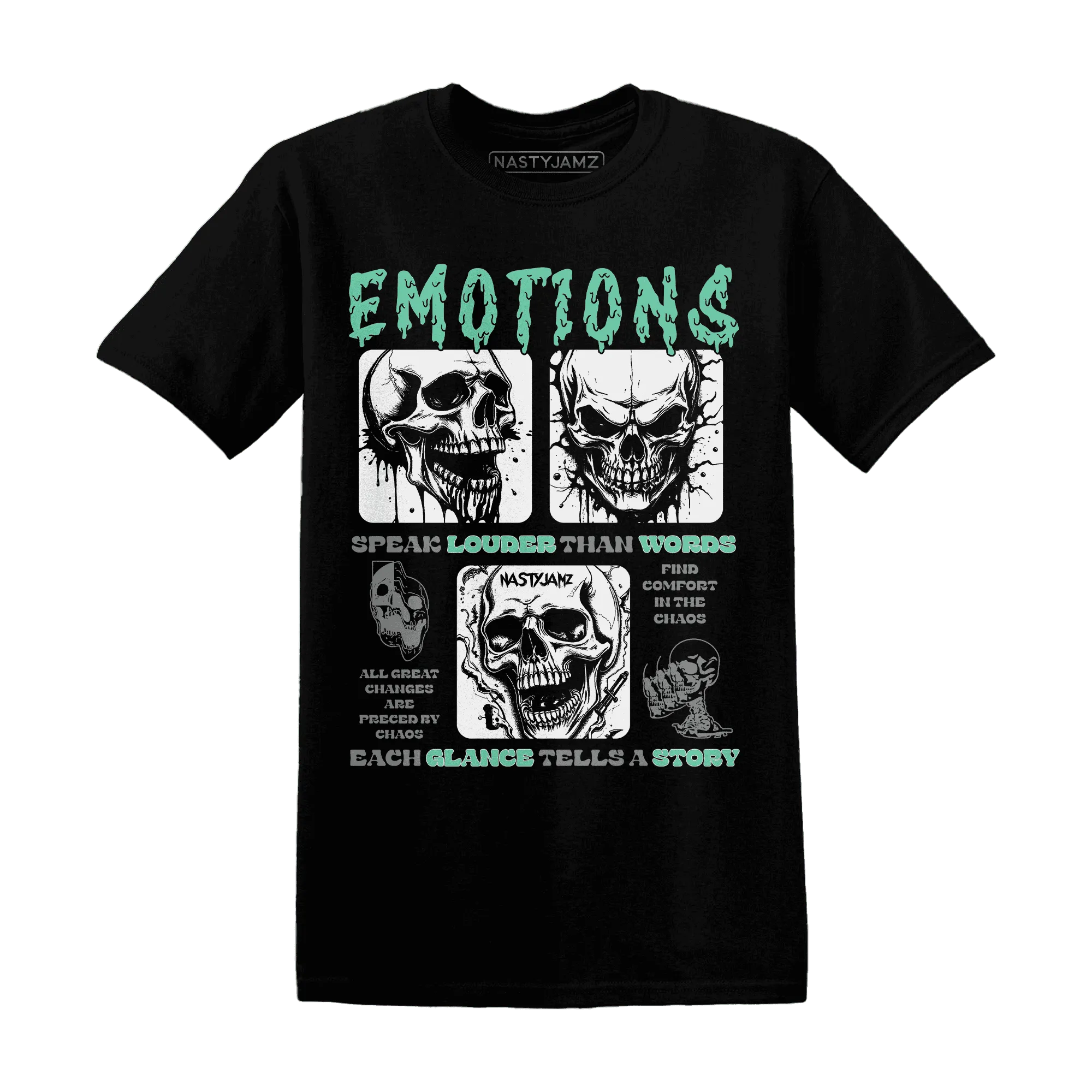 NastyJamz-High-OG-Green-Glow-1s-T-Shirt-Match-Emotions-Skull