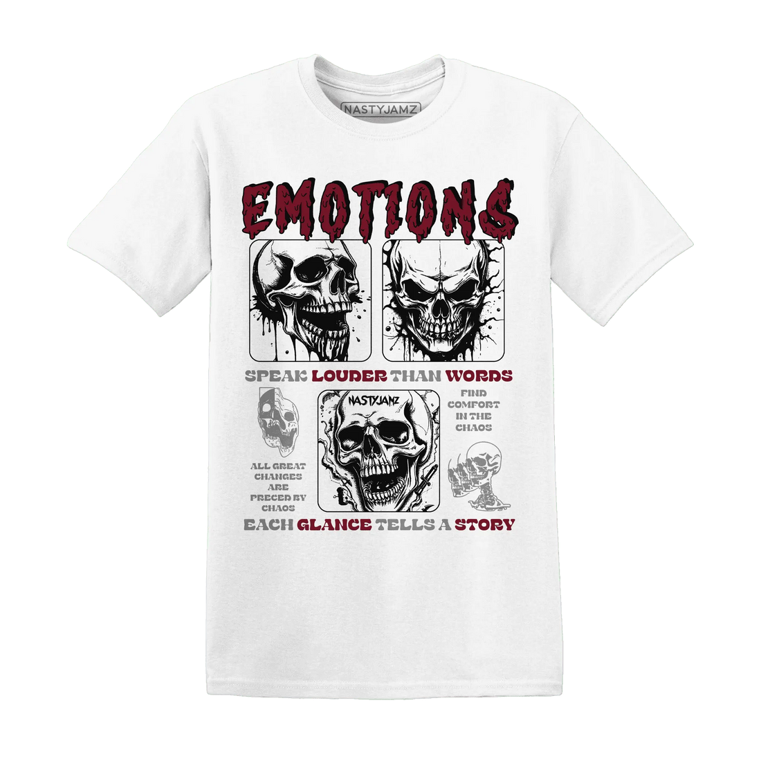 NastyJamz-High-White-Team-Red-1s-T-Shirt-Match-Emotions-Skull