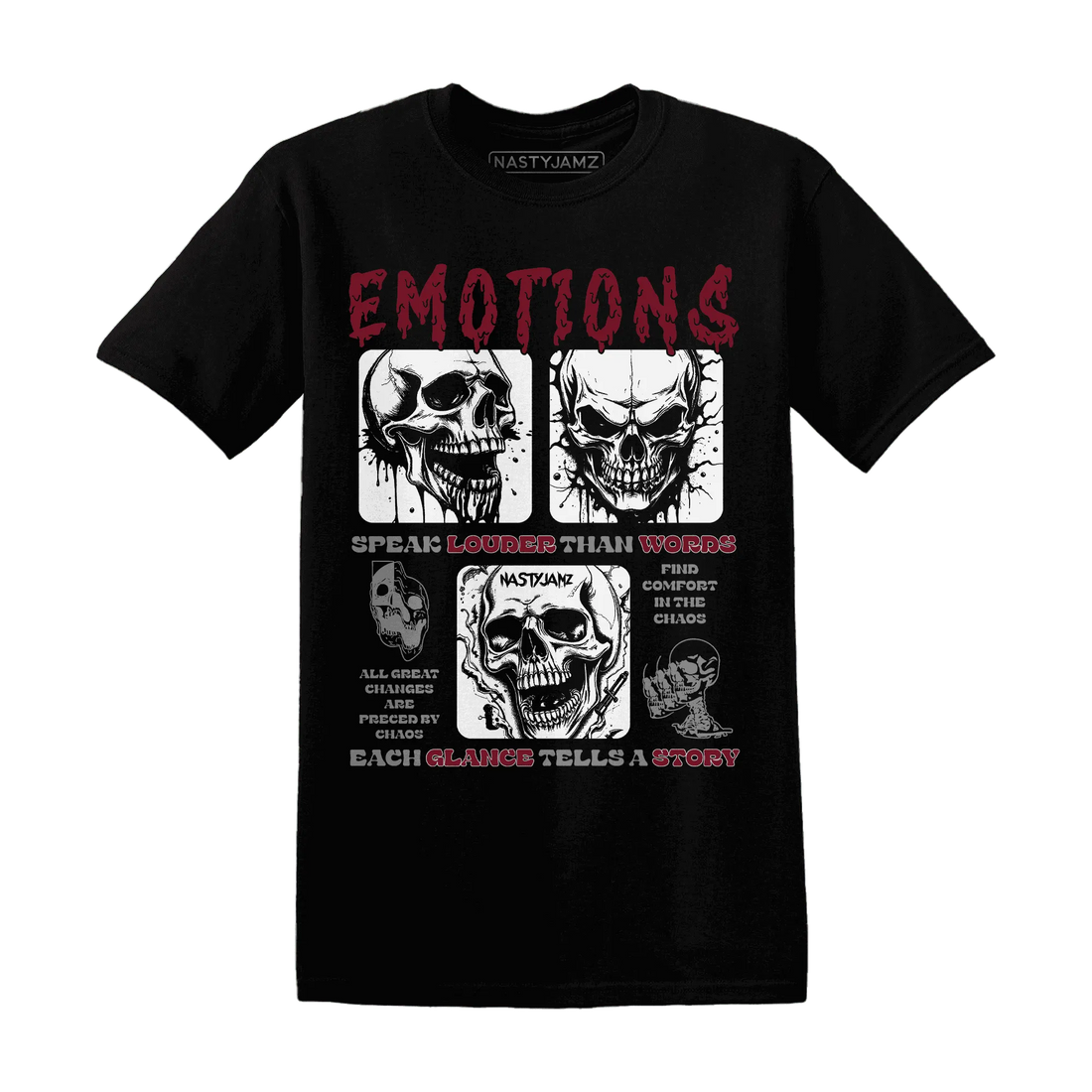 NastyJamz-High-White-Team-Red-1s-T-Shirt-Match-Emotions-Skull