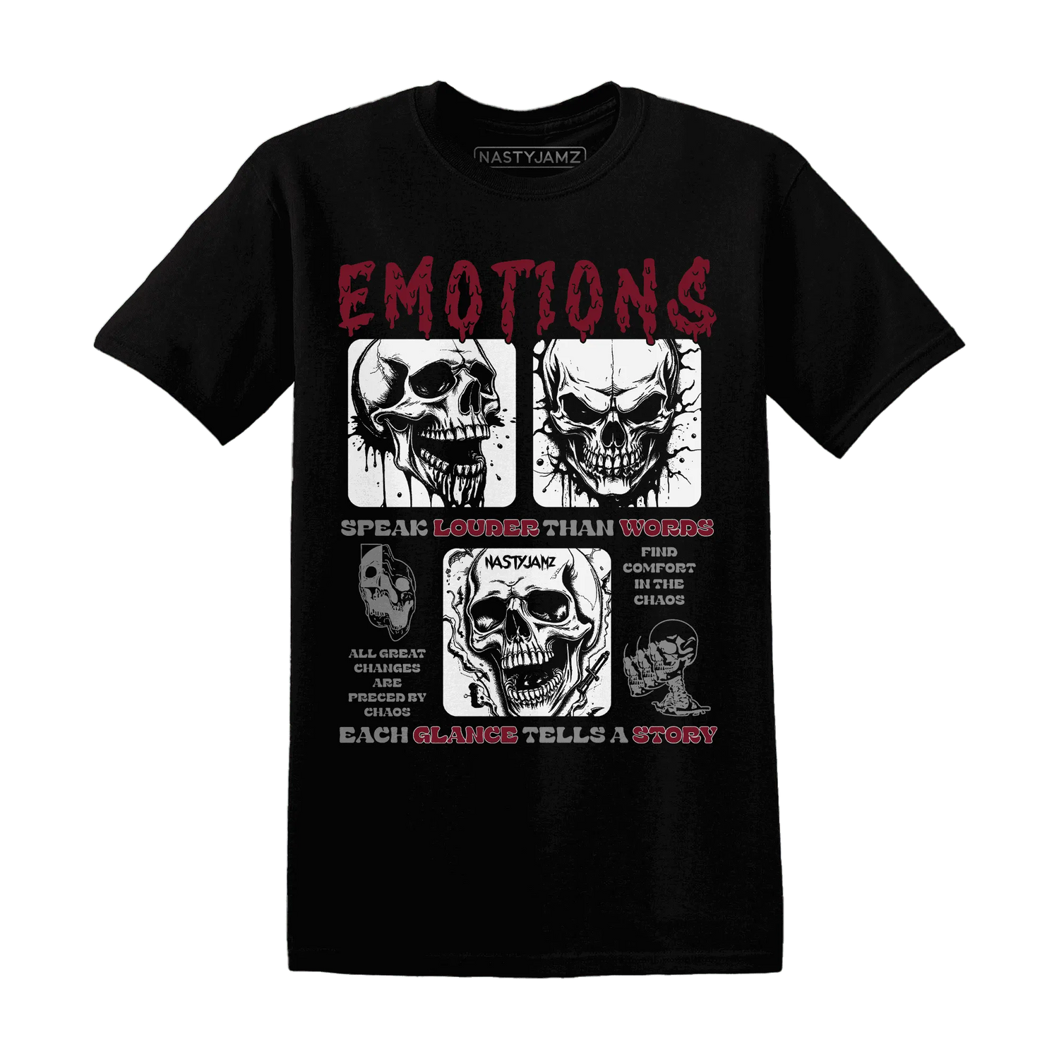 NastyJamz-High-White-Team-Red-1s-T-Shirt-Match-Emotions-Skull