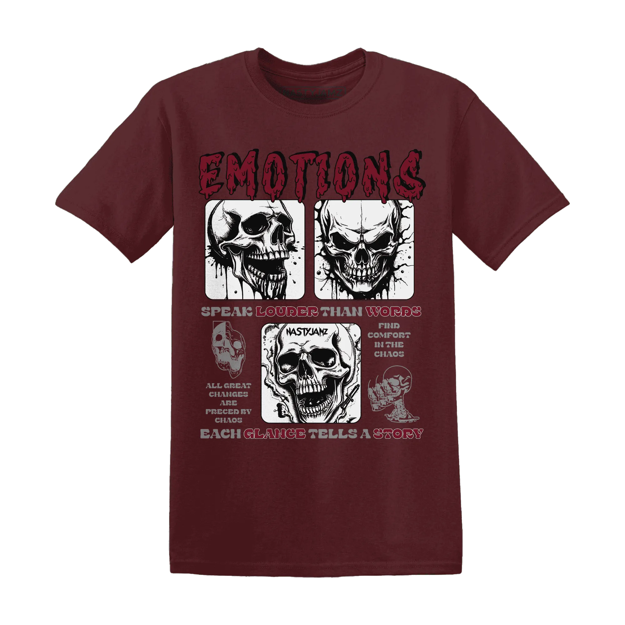 NastyJamz-High-White-Team-Red-1s-T-Shirt-Match-Emotions-Skull