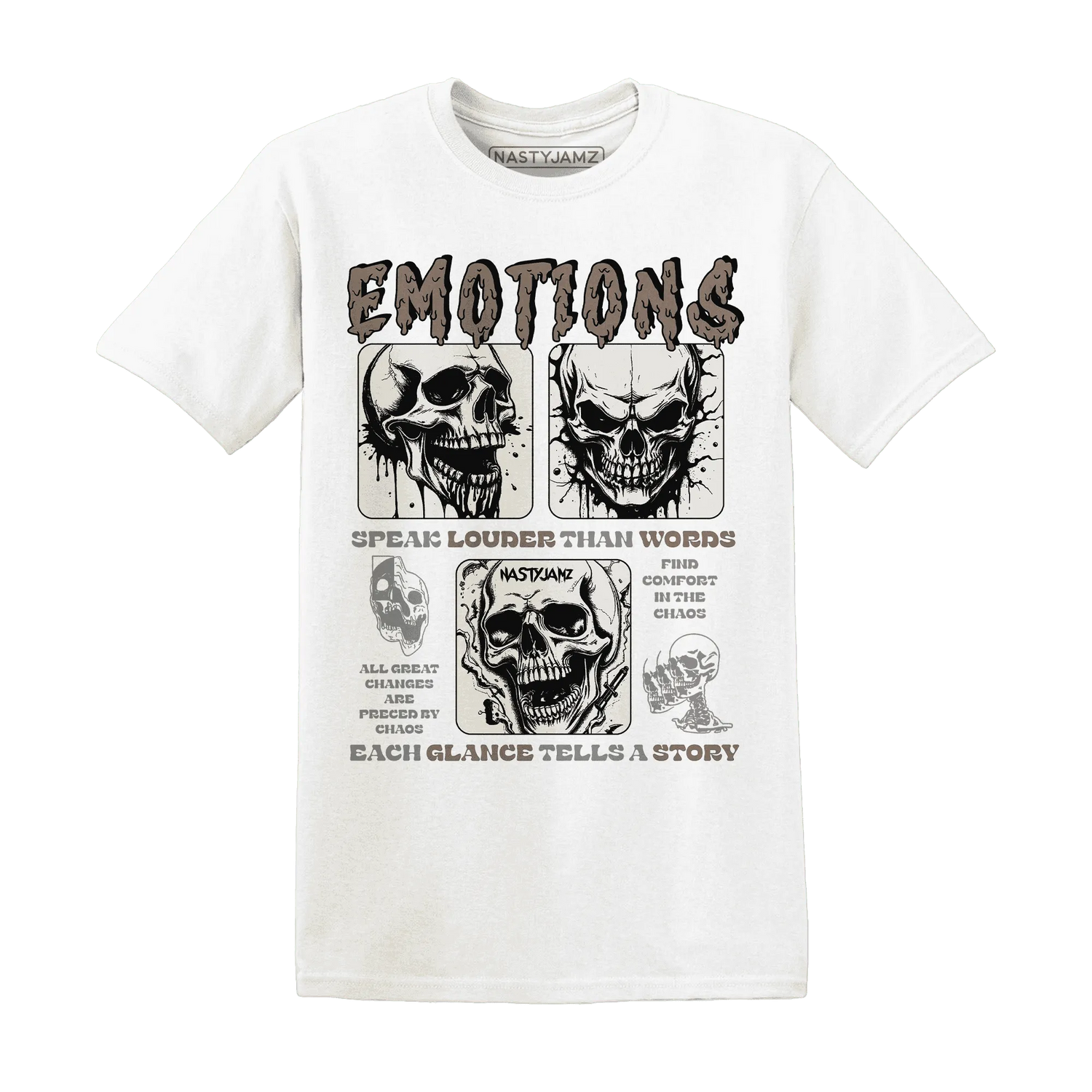 NastyJamz-Low-Mocha-1s-T-Shirt-Match-Emotions-Skull