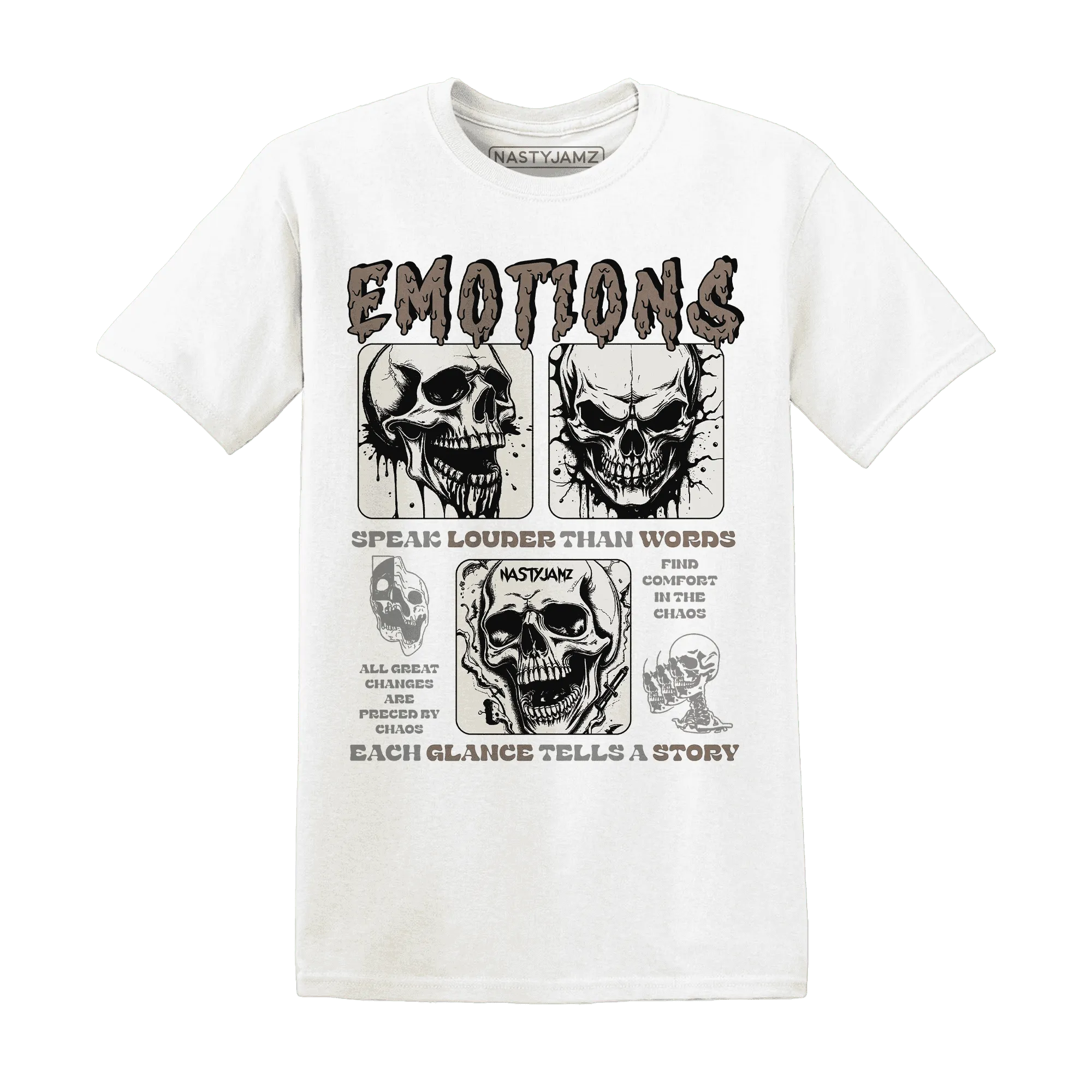 NastyJamz-Low-Mocha-1s-T-Shirt-Match-Emotions-Skull