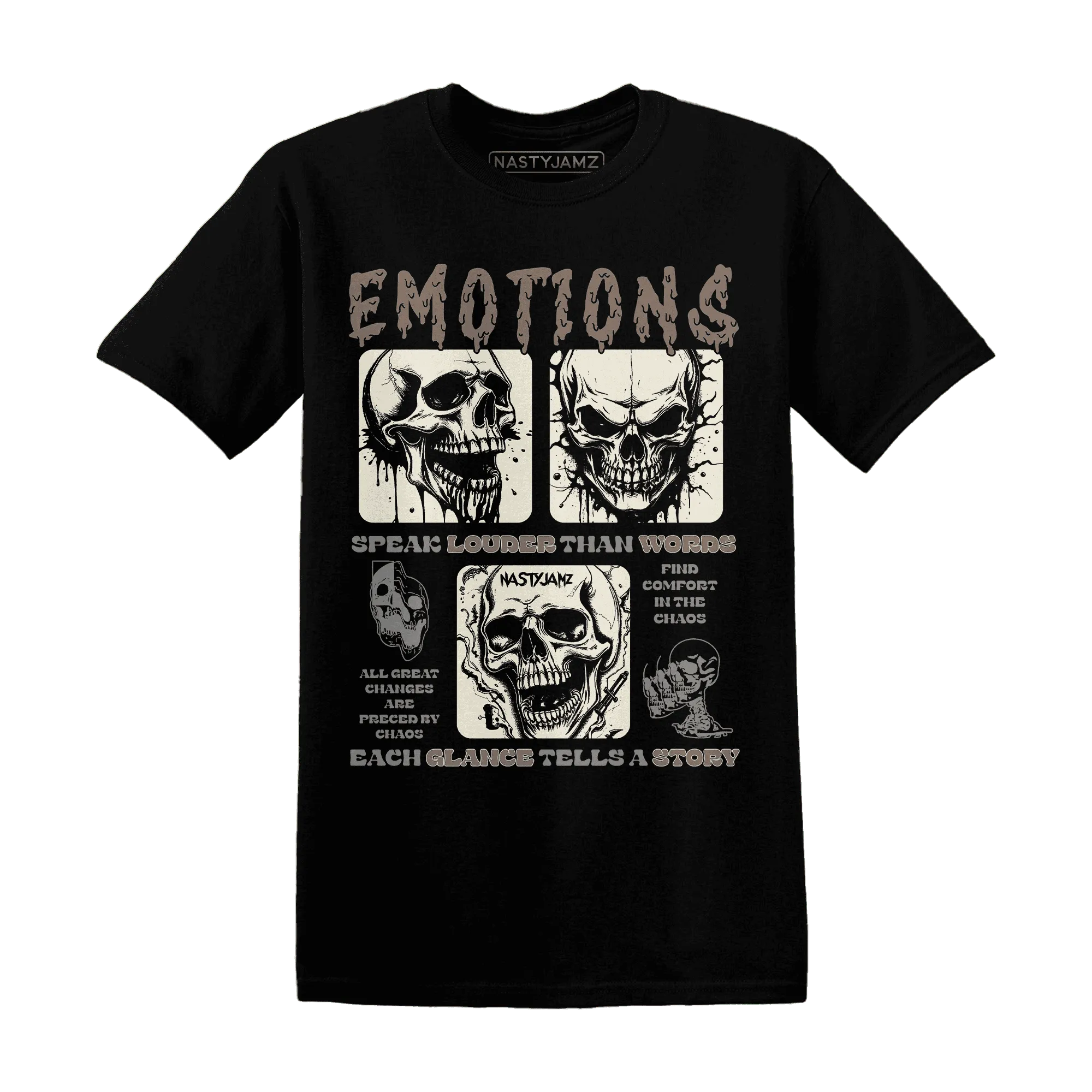 NastyJamz-Low-Mocha-1s-T-Shirt-Match-Emotions-Skull