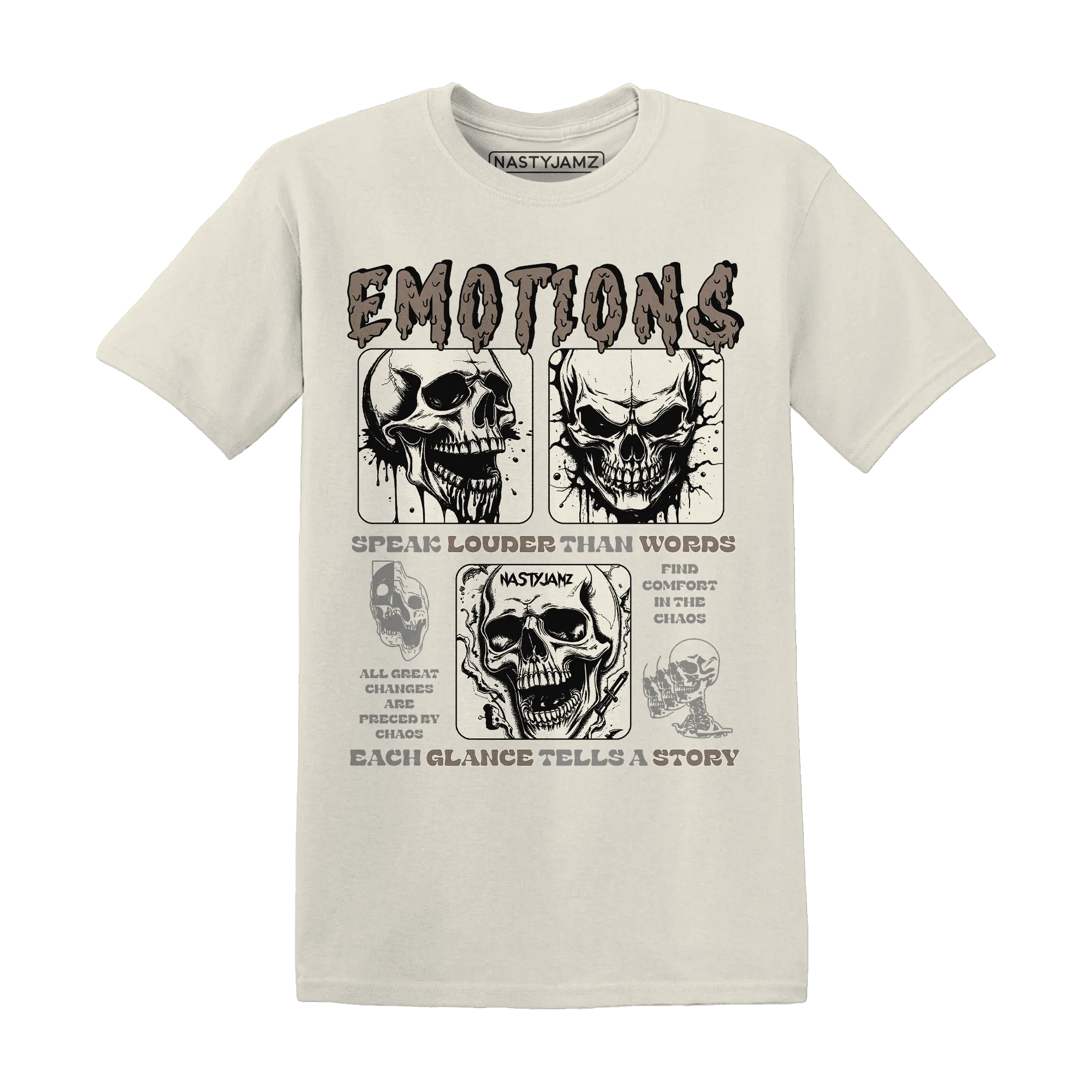 NastyJamz-Low-Mocha-1s-T-Shirt-Match-Emotions-Skull