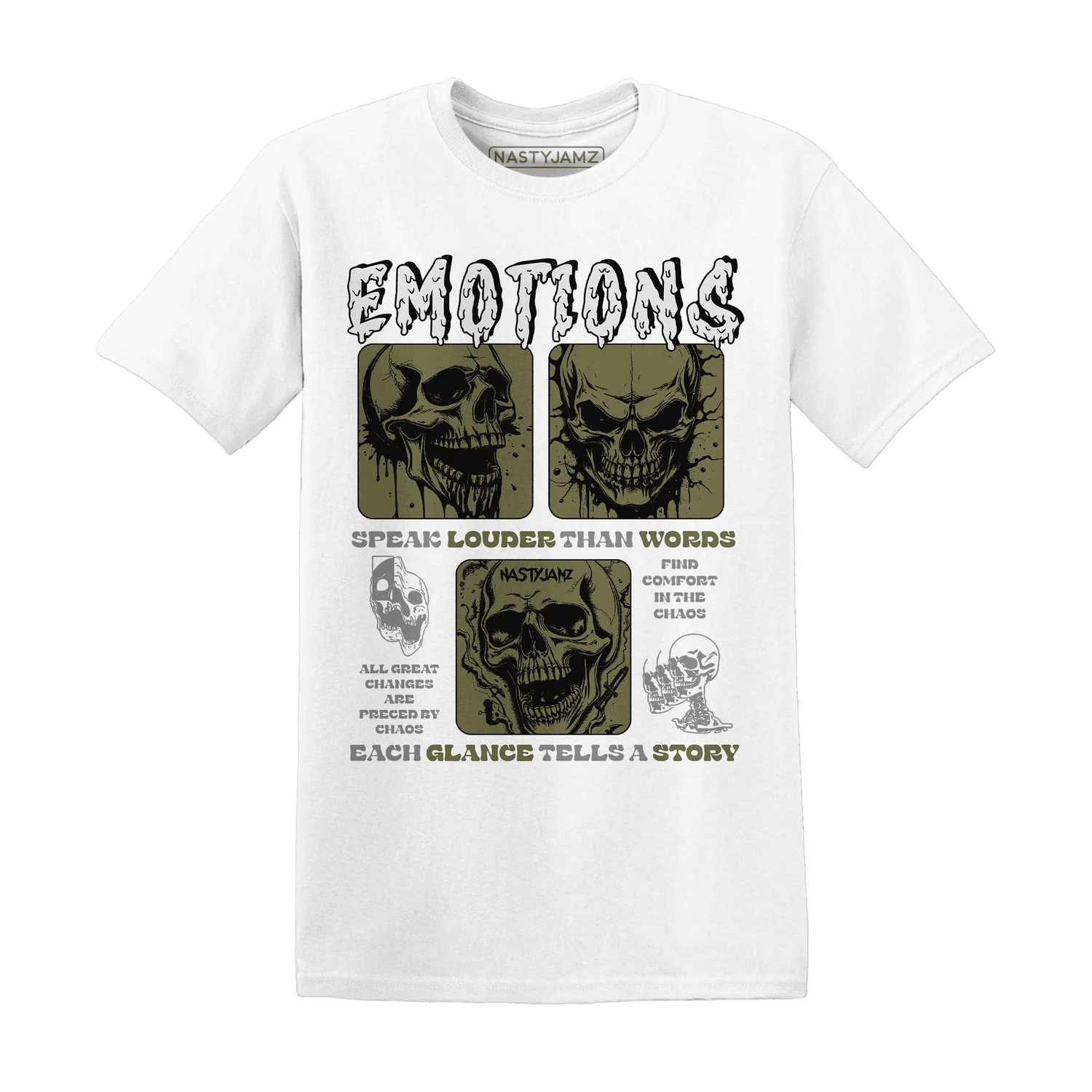 NastyJamz-Medium-Olive-1s-T-Shirt-Match-Emotions-Skull