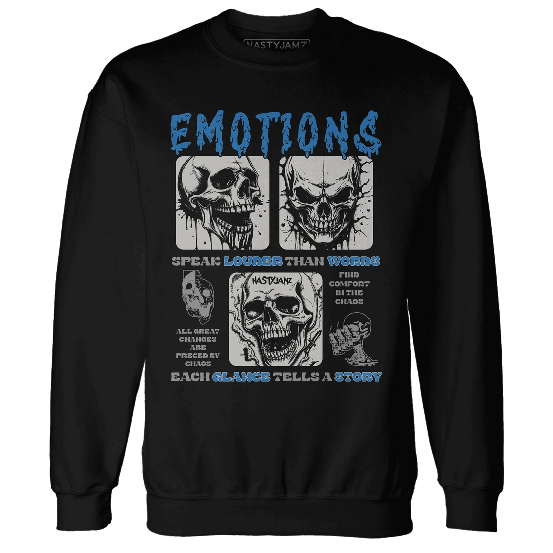 NastyJamz-Industrial-Blue-4s-Sweatshirt-Match-Emotions-Skull