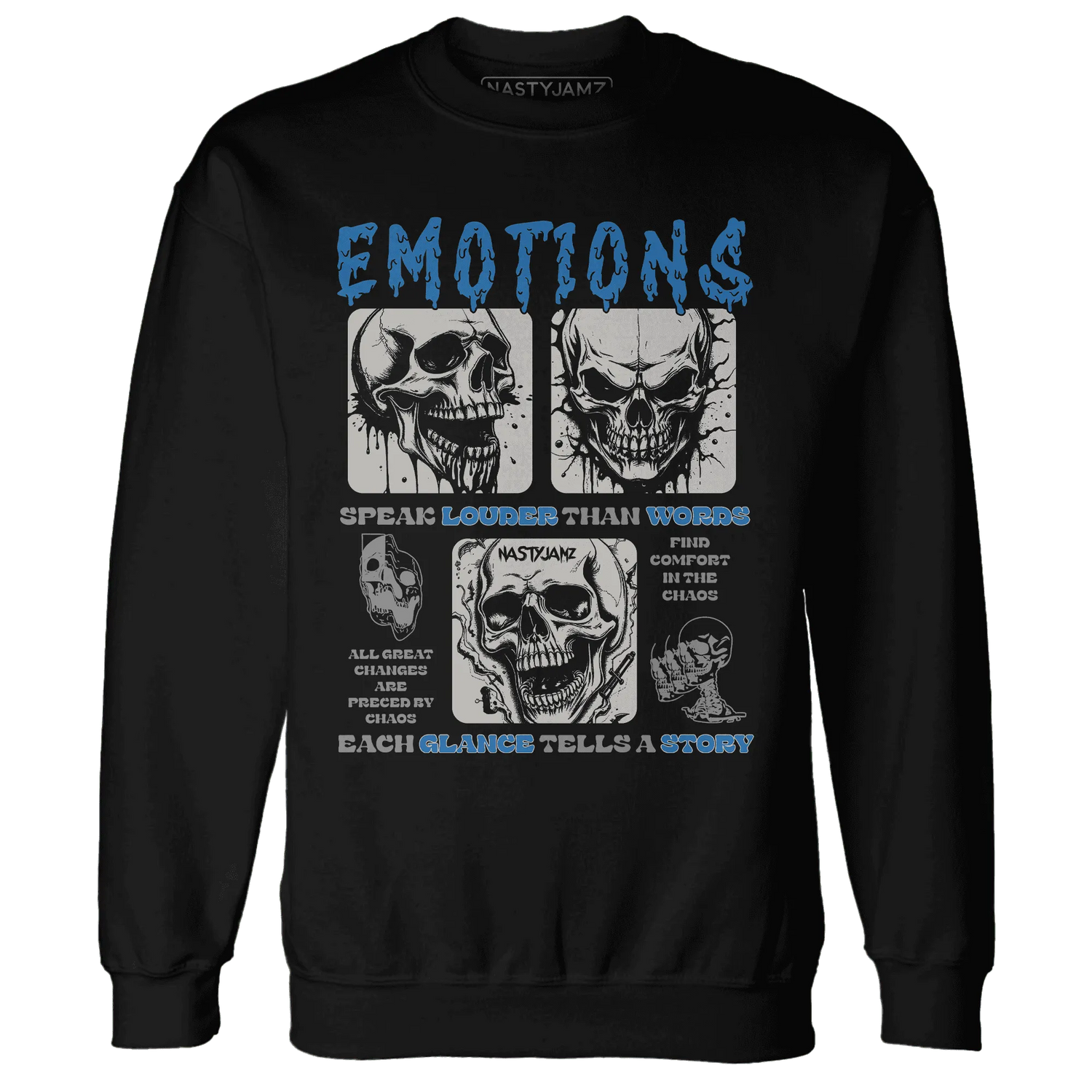 NastyJamz-Industrial-Blue-4s-Sweatshirt-Match-Emotions-Skull