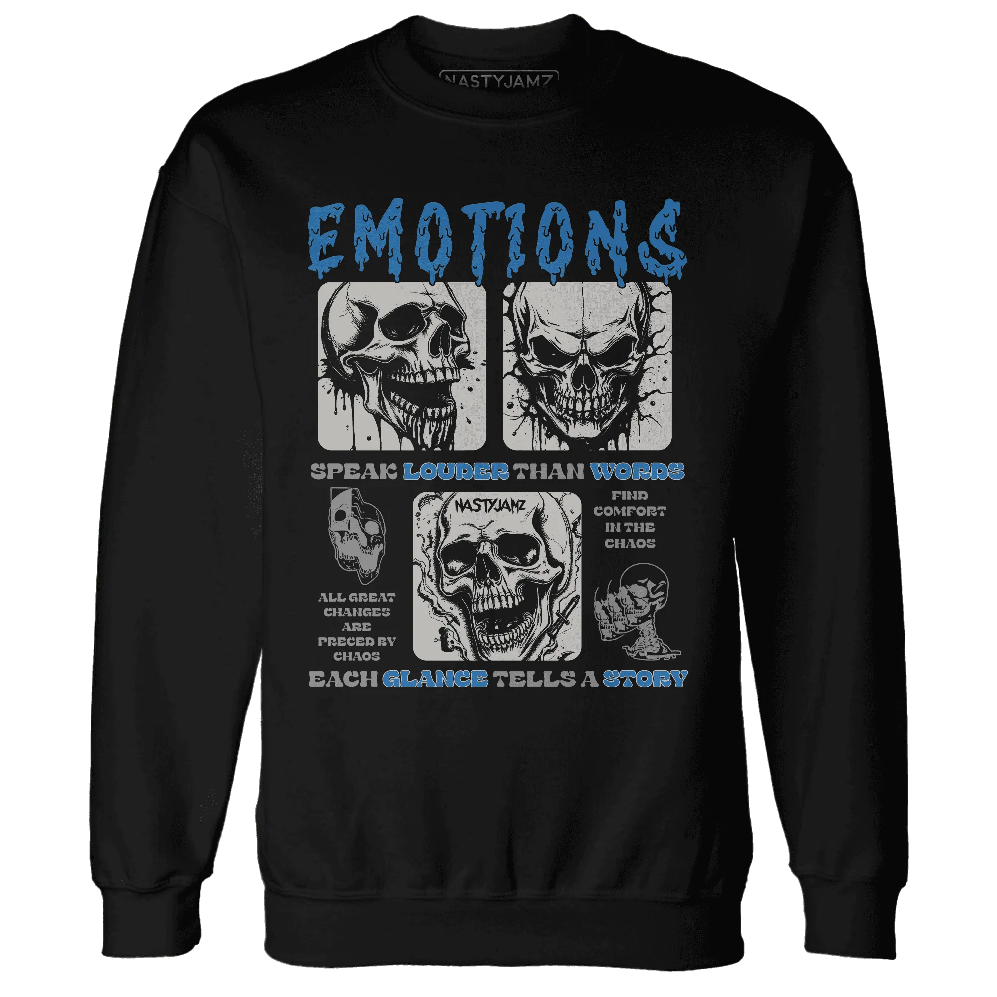 NastyJamz-Industrial-Blue-4s-Sweatshirt-Match-Emotions-Skull