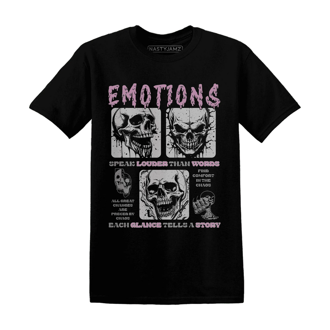 Orchid-Neutral-Grey-Black-White-4s-NastyJamz-T-Shirt-Match-Emotions-Skull