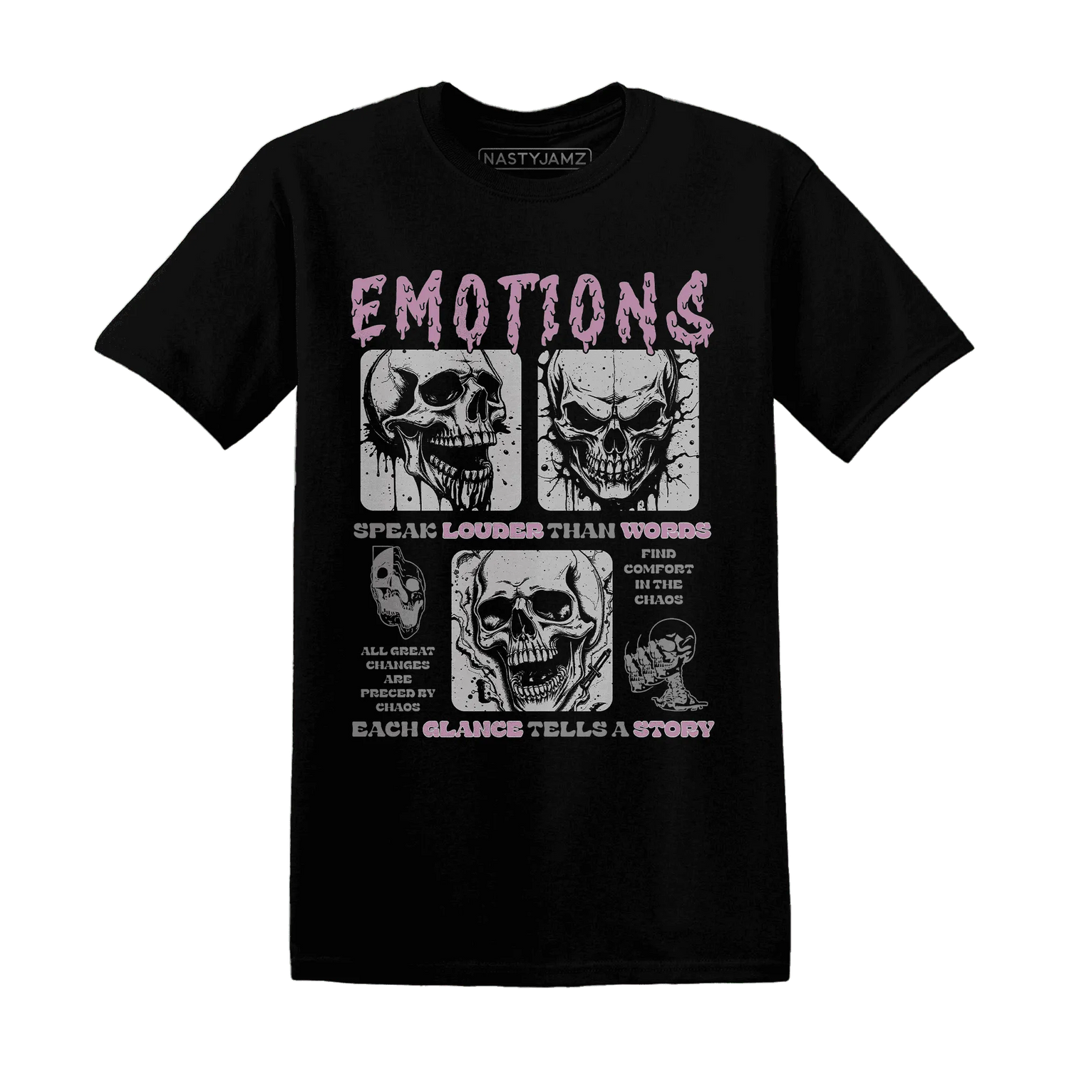 Orchid-Neutral-Grey-Black-White-4s-NastyJamz-T-Shirt-Match-Emotions-Skull