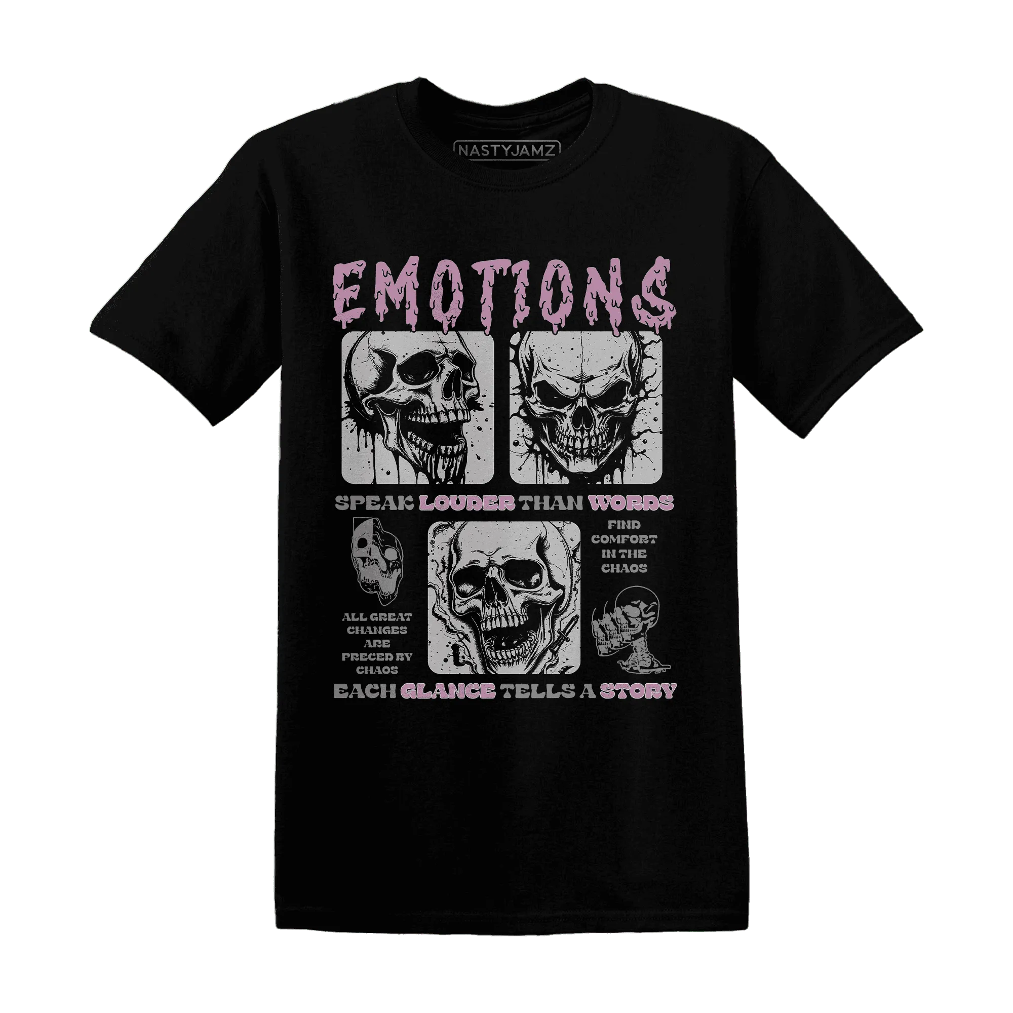 Orchid-Neutral-Grey-Black-White-4s-NastyJamz-T-Shirt-Match-Emotions-Skull