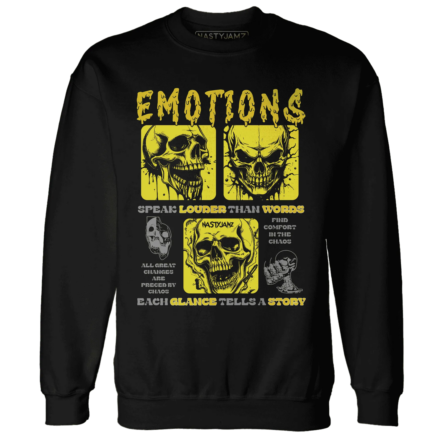 NastyJamz-Vivid-Sulfur-4s-Sweatshirt-Match-Emotions-Skull