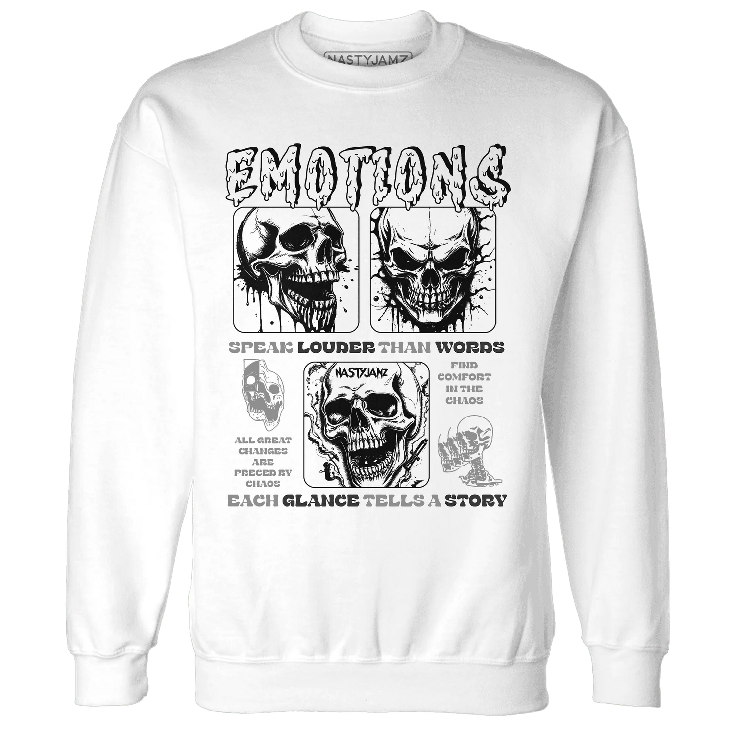 NastyJamz-White-Thunder-4s-Sweatshirt-Match-Emotions-Skull