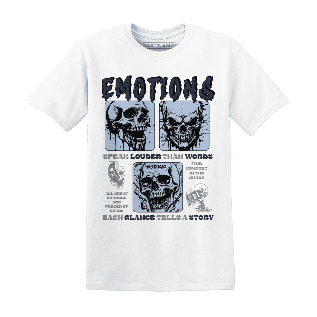 White-Navy-6s-NastyJamz-T-Shirt-Match-Emotions-Skull
