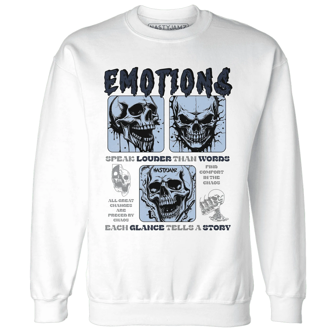White-Navy-6s-NastyJamz-Sweatshirt-Match-Emotions-Skull
