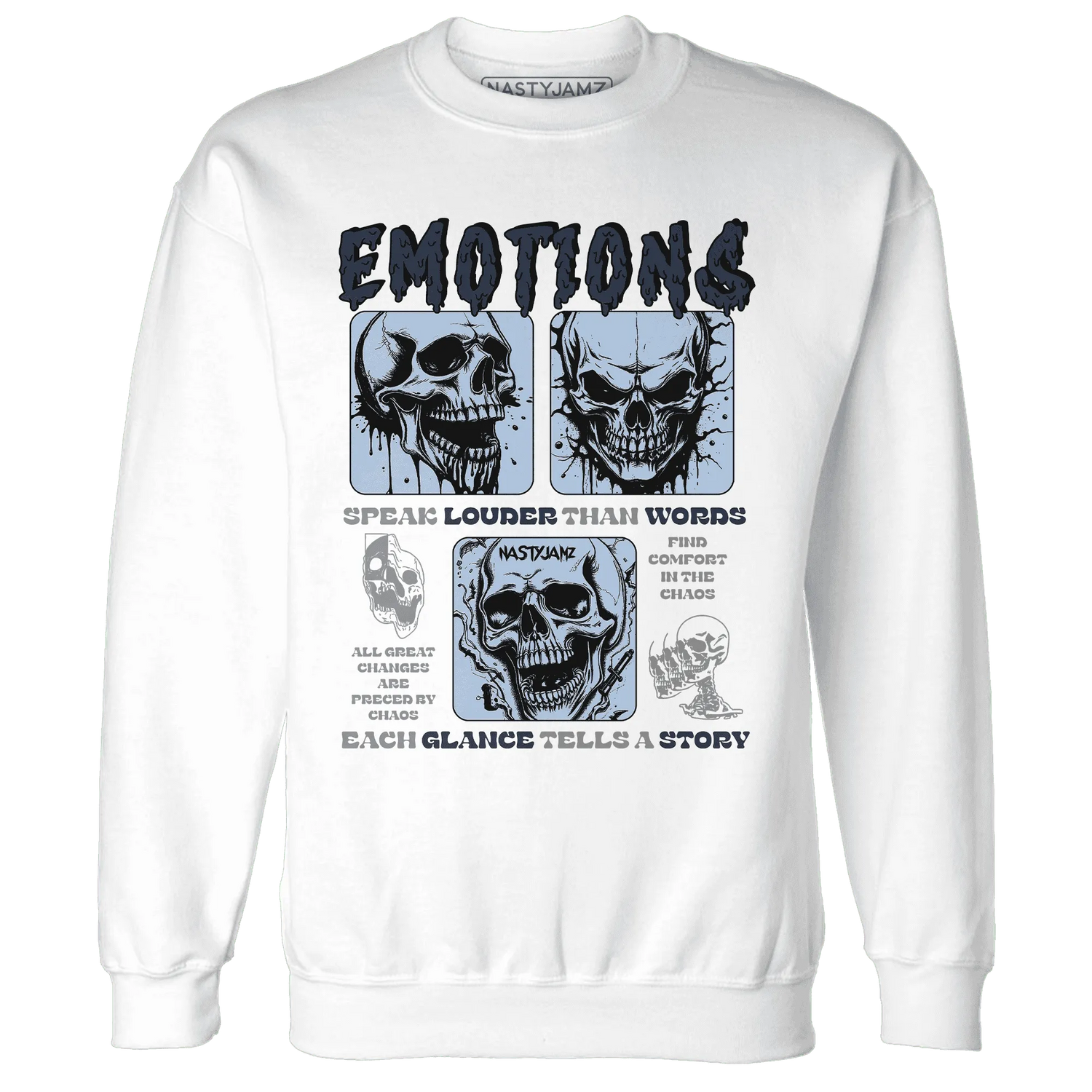 White-Navy-6s-NastyJamz-Sweatshirt-Match-Emotions-Skull