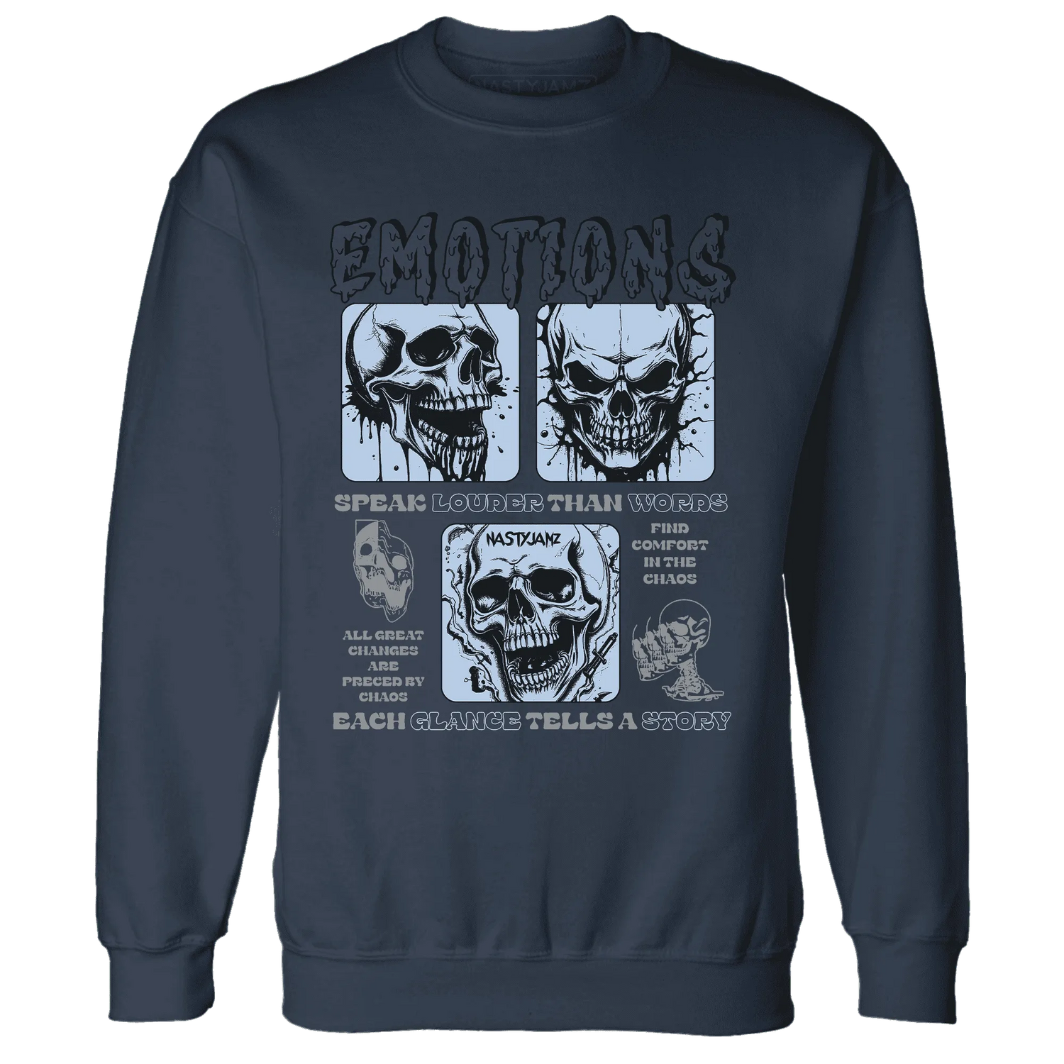 White-Navy-6s-NastyJamz-Sweatshirt-Match-Emotions-Skull