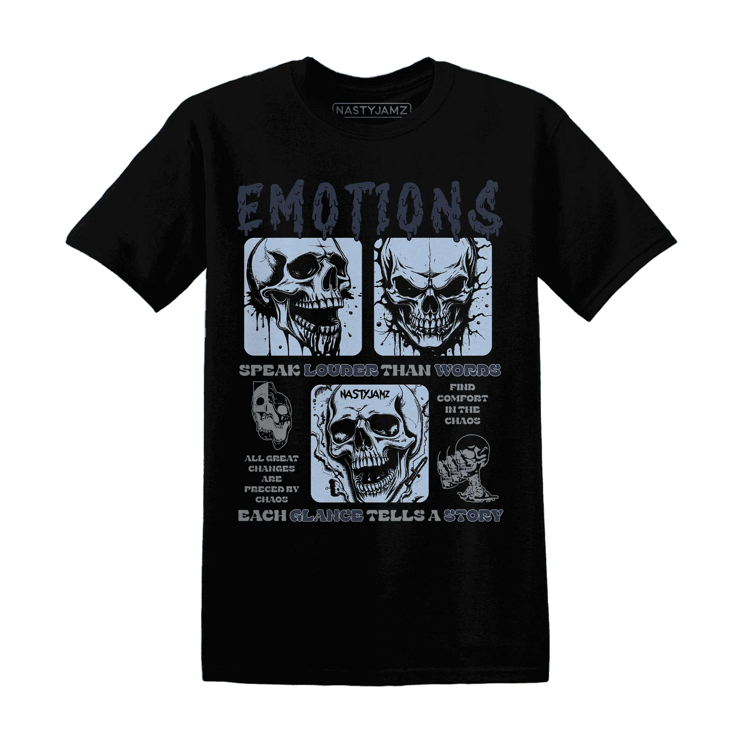 NastyJamz-White-Navy-6s-T-Shirt-Match-Emotions-Skull