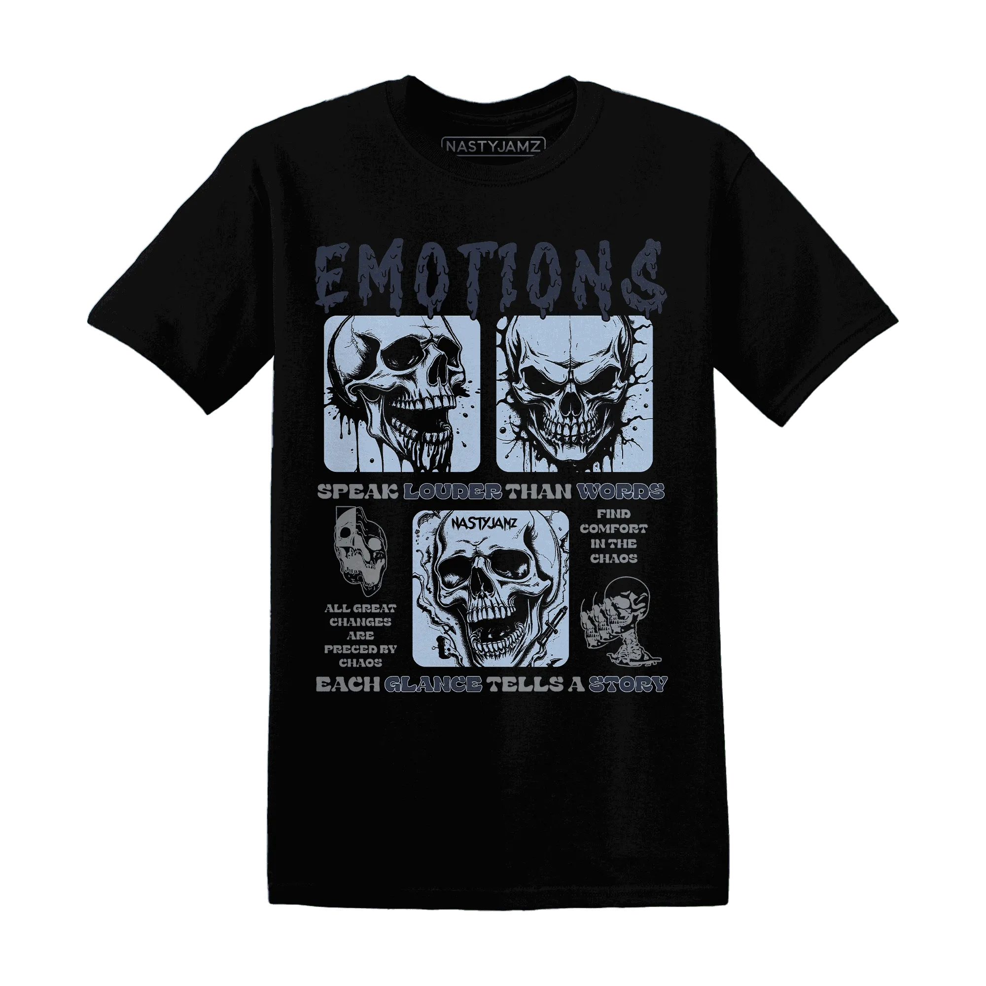 NastyJamz-White-Navy-6s-T-Shirt-Match-Emotions-Skull