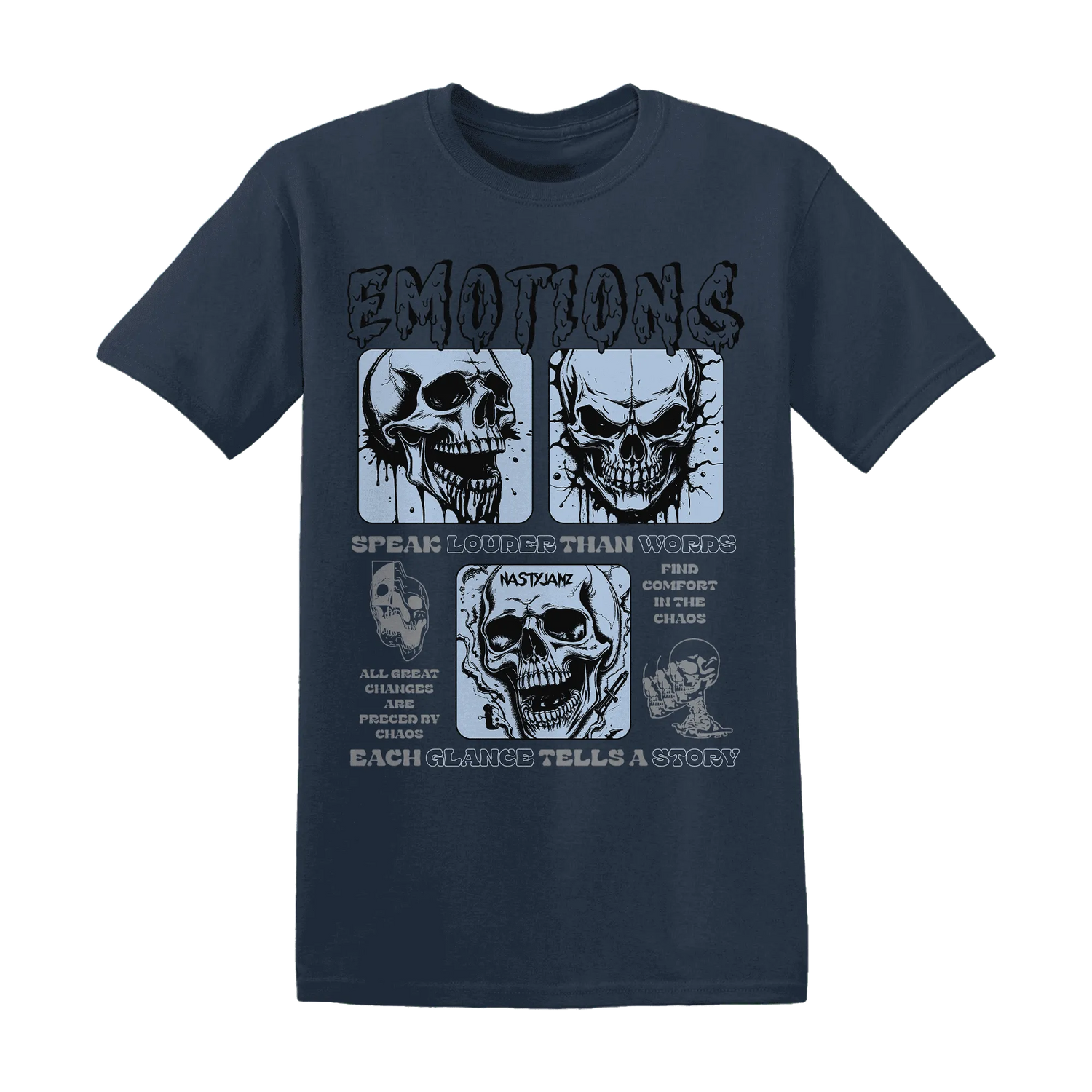 NastyJamz-White-Navy-6s-T-Shirt-Match-Emotions-Skull