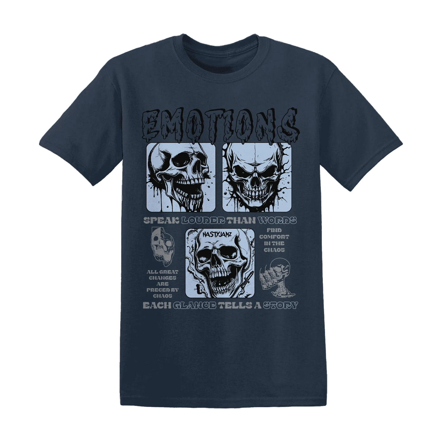 White-Navy-6s-NastyJamz-T-Shirt-Match-Emotions-Skull