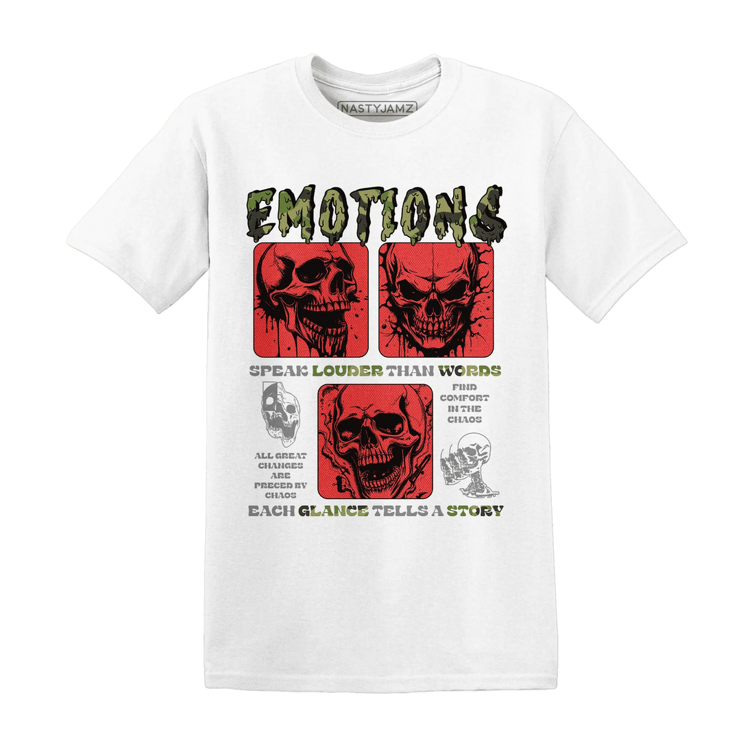 AM-90-Dark-Sage-Solar-Red-NastyJamz-T-Shirt-Match-Emotions-Skull