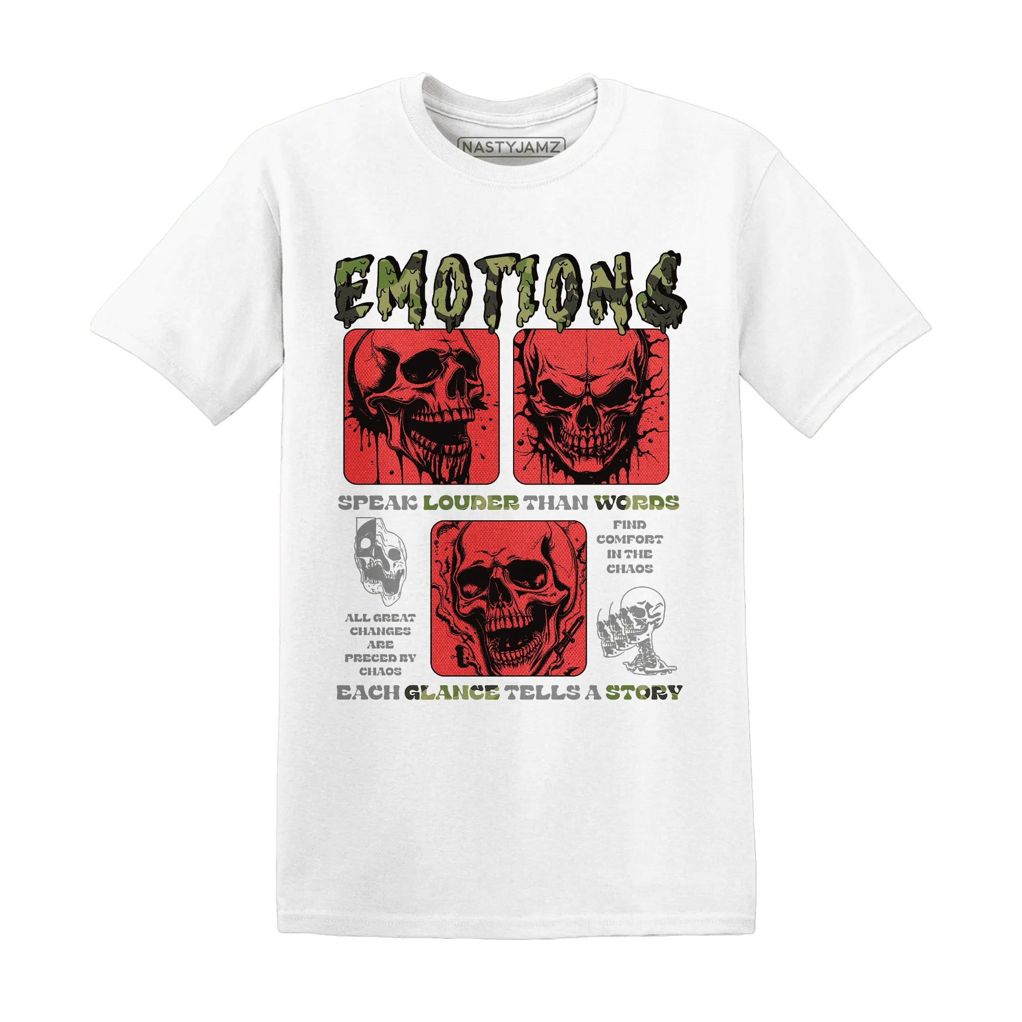 AM-90-Dark-Sage-Solar-Red-NastyJamz-T-Shirt-Match-Emotions-Skull
