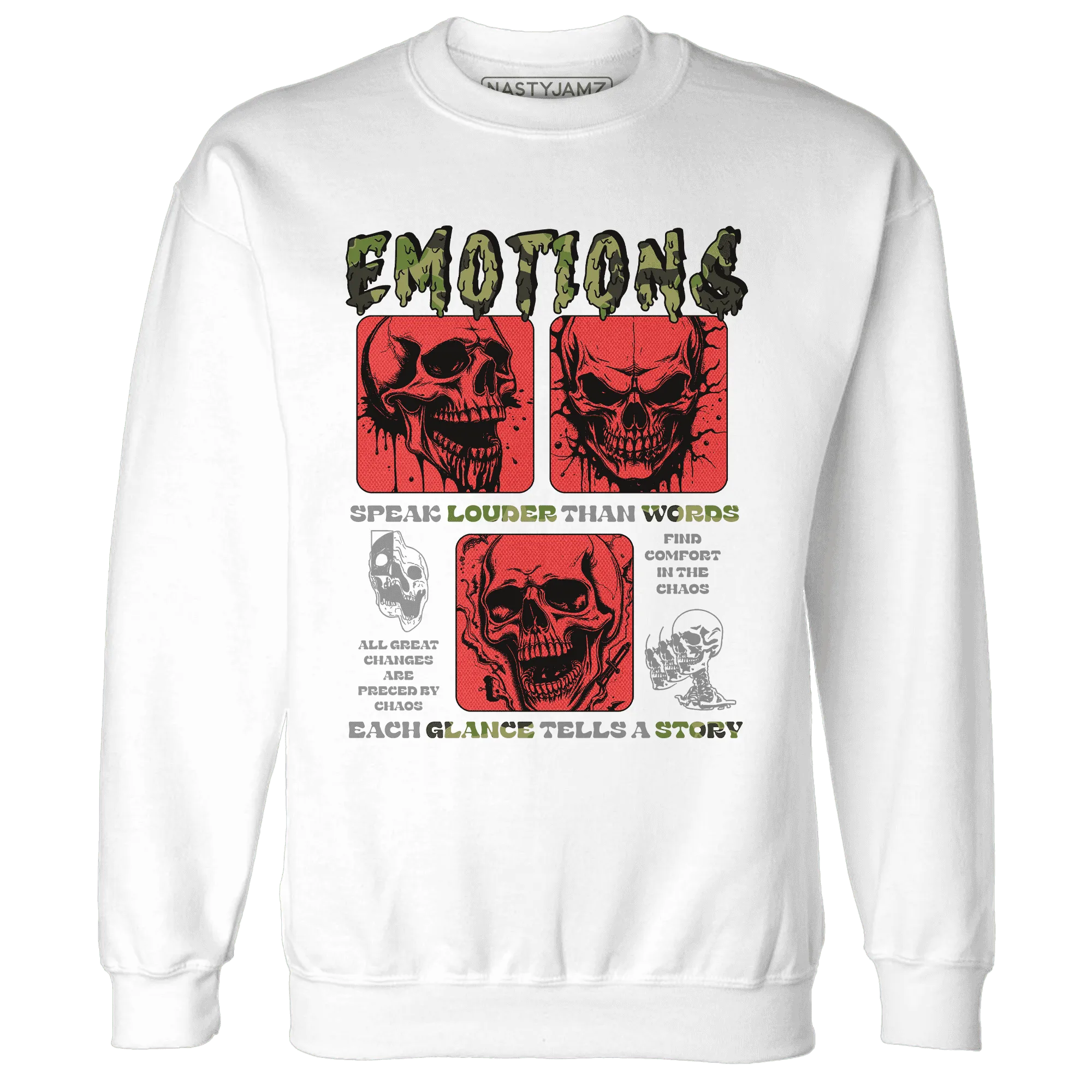 AM-90-Dark-Sage-Solar-Red-NastyJamz-Sweatshirt-Match-Emotions-Skull