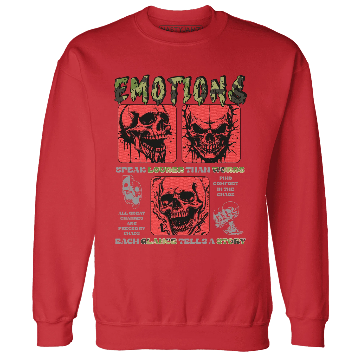 AM-90-Dark-Sage-Solar-Red-NastyJamz-Sweatshirt-Match-Emotions-Skull