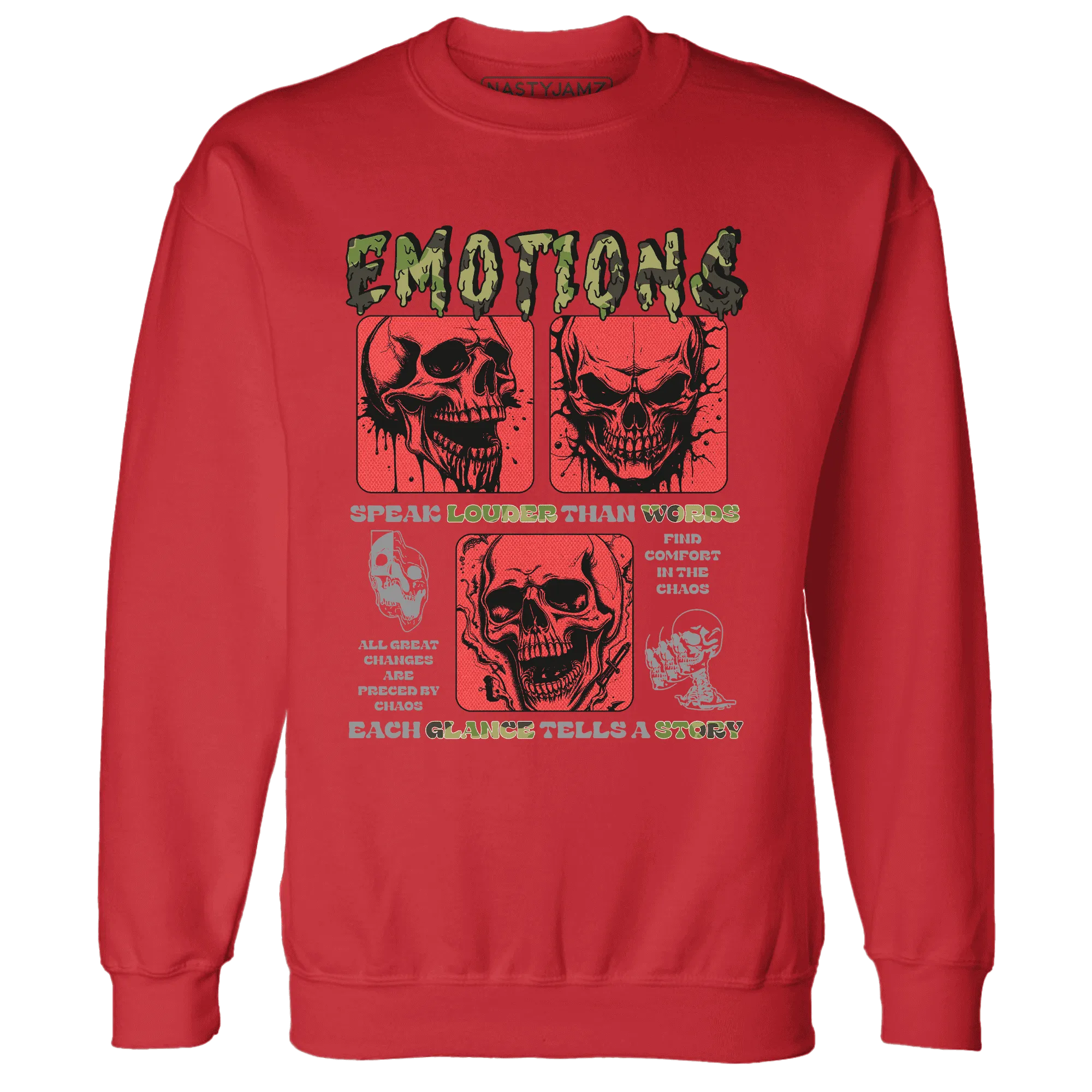 AM-90-Dark-Sage-Solar-Red-NastyJamz-Sweatshirt-Match-Emotions-Skull