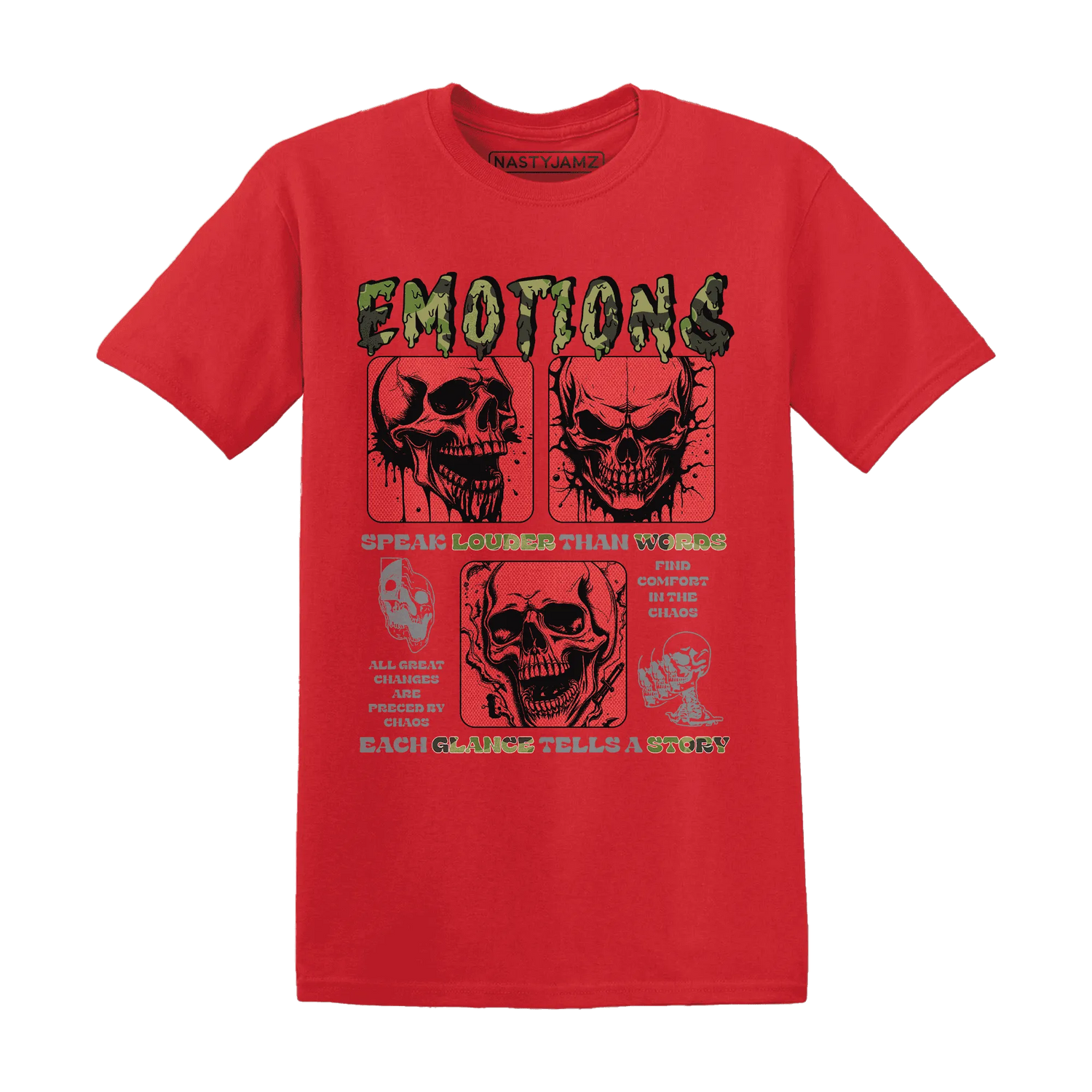 AM-90-Dark-Sage-Solar-Red-NastyJamz-T-Shirt-Match-Emotions-Skull