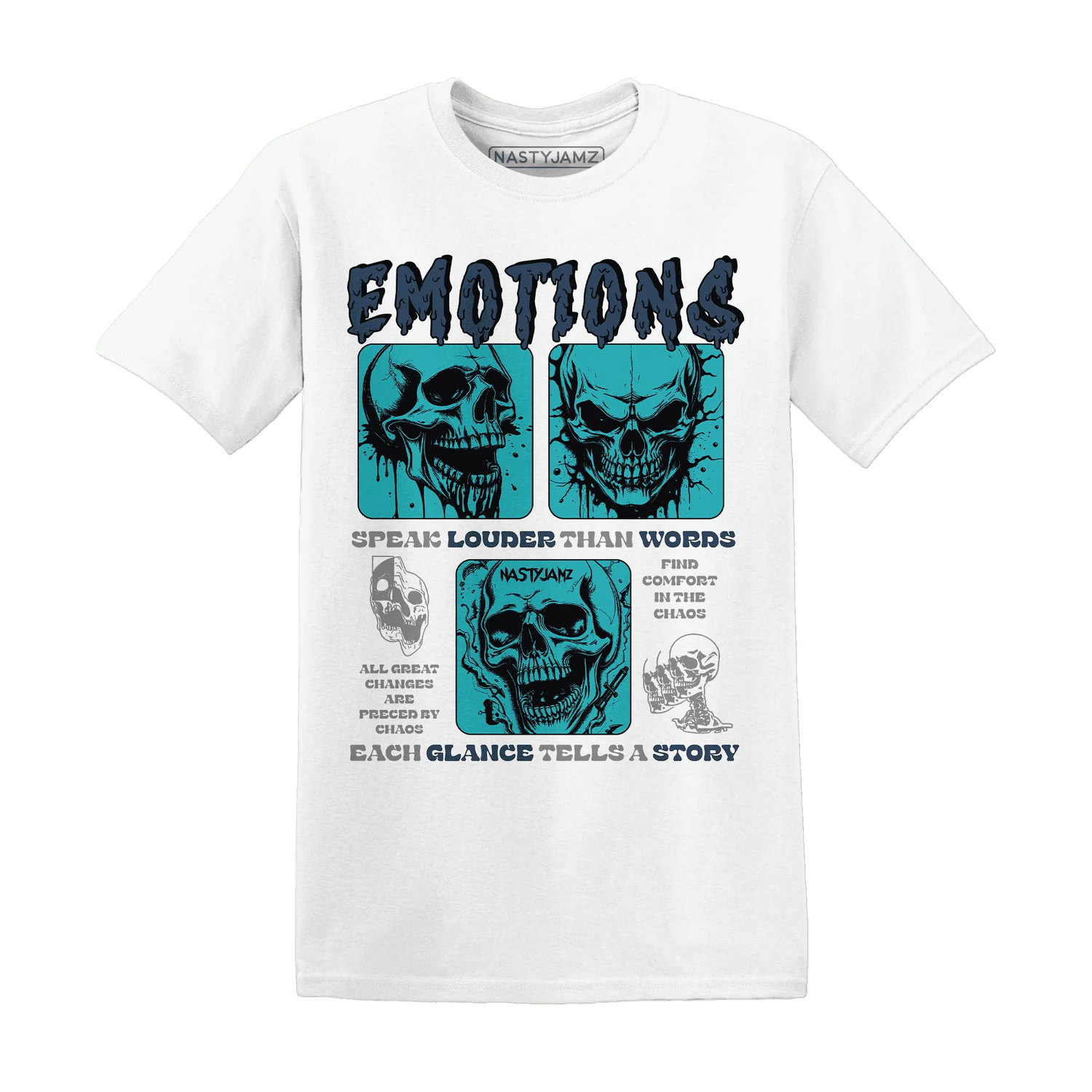 NastyJamz-AM-Plus-Drift-Midnight-Navy-Total-Orange-Dusty-Cactus-T-Shirt-Match-Emotions-Skull