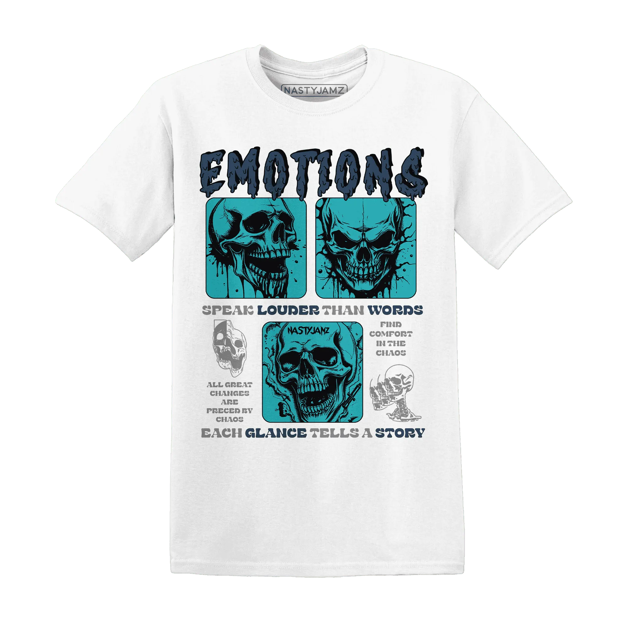 NastyJamz-AM-Plus-Drift-Midnight-Navy-Total-Orange-Dusty-Cactus-T-Shirt-Match-Emotions-Skull