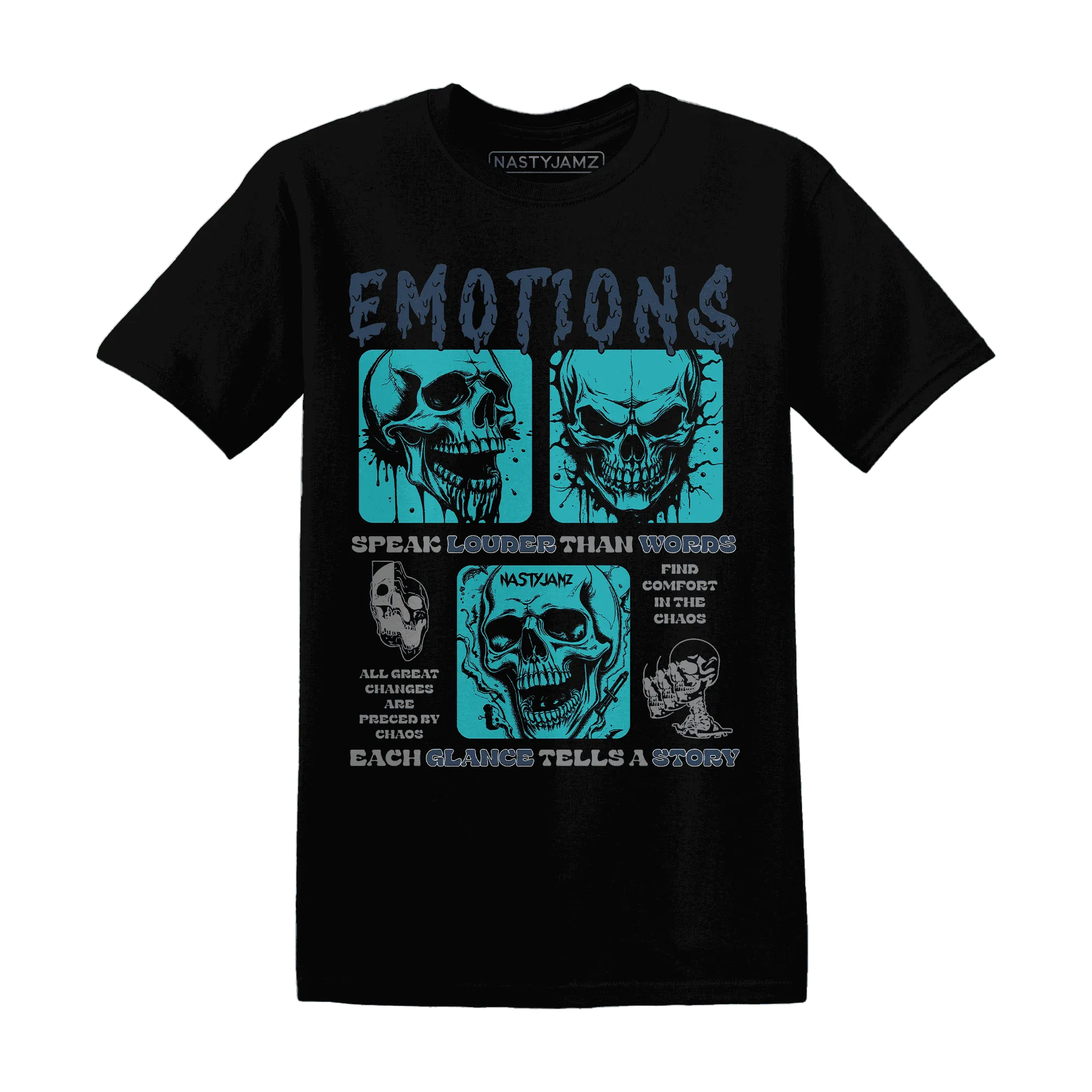 NastyJamz-AM-Plus-Drift-Midnight-Navy-Total-Orange-Dusty-Cactus-T-Shirt-Match-Emotions-Skull