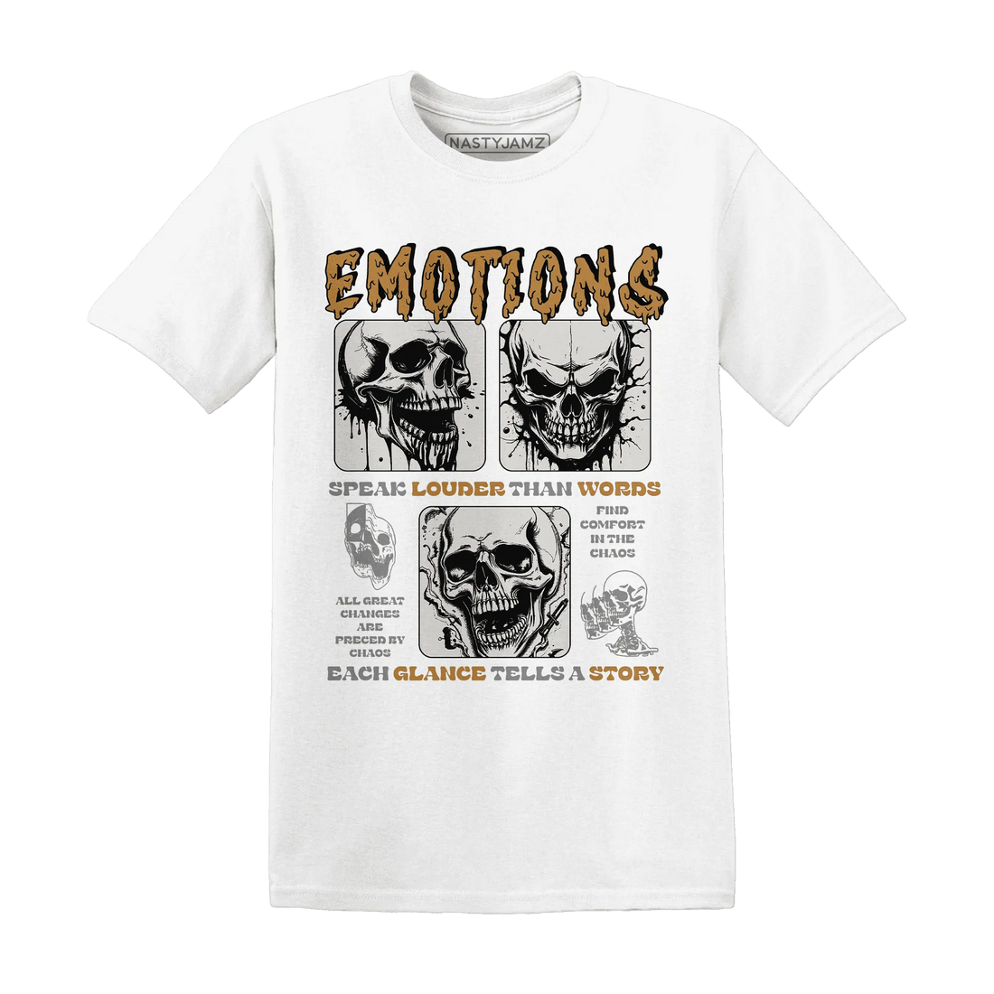 Dunk-Low-Retro-Wheat-Orange-NastyJamz-T-Shirt-Match-Emotions-Skull