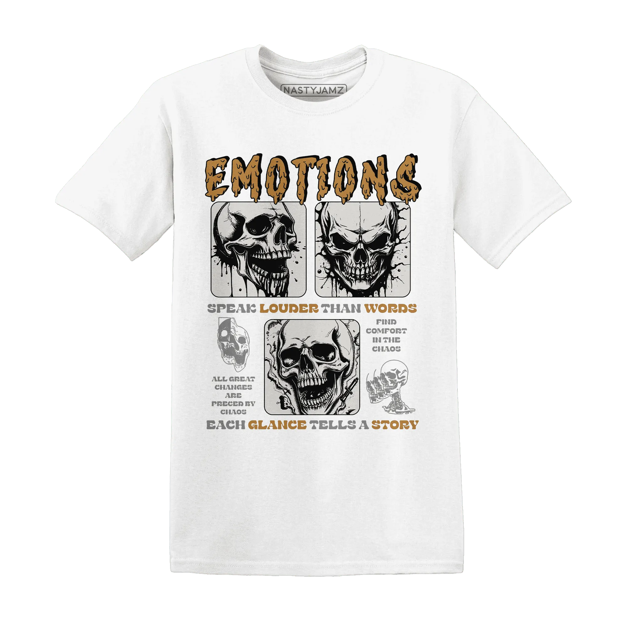 Dunk-Low-Retro-Wheat-Orange-NastyJamz-T-Shirt-Match-Emotions-Skull