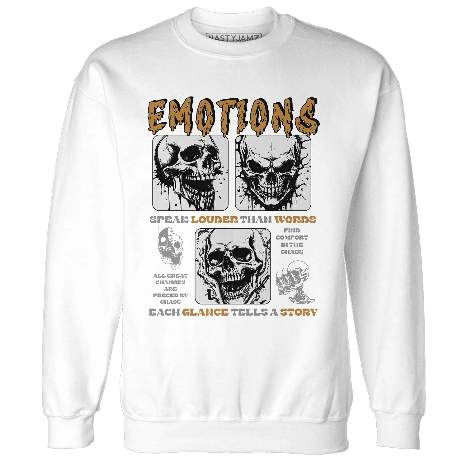 Dunk-Low-Retro-Wheat-Orange-NastyJamz-Sweatshirt-Match-Emotions-Skull