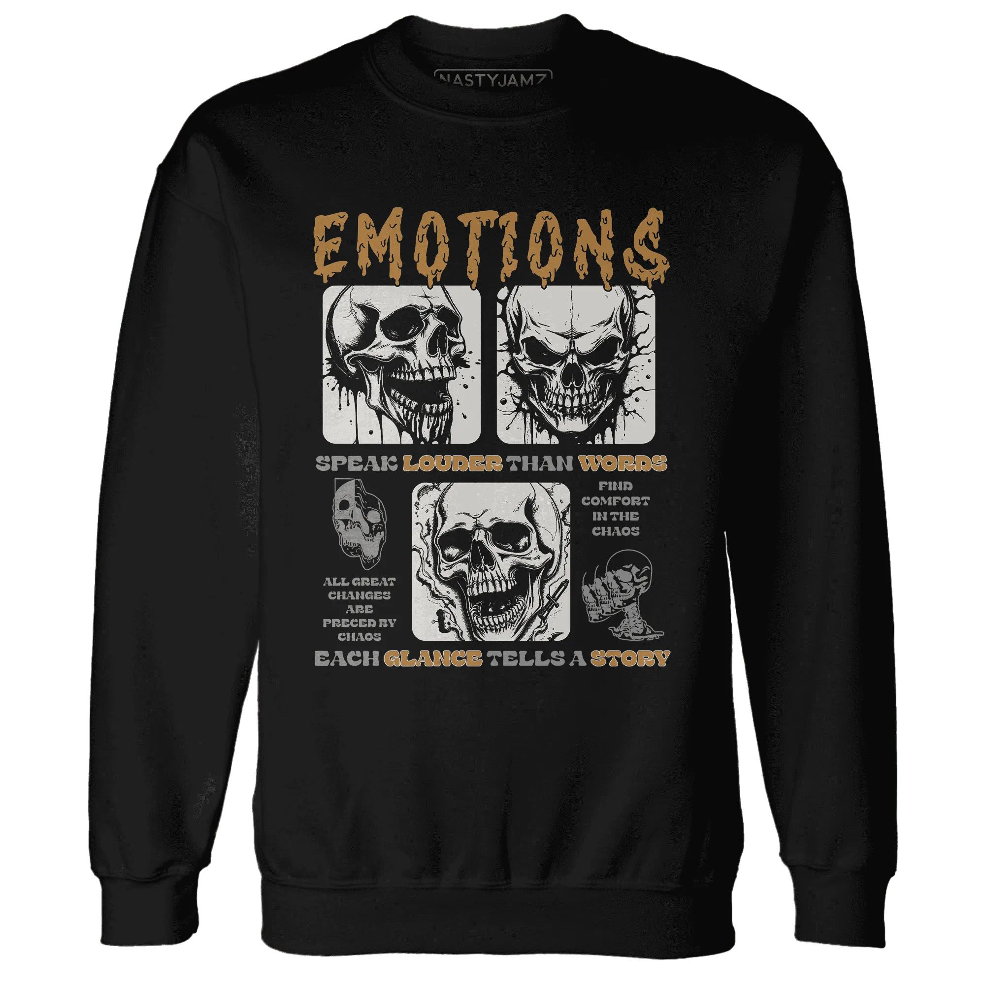 Dunk-Low-Retro-Wheat-Orange-NastyJamz-Sweatshirt-Match-Emotions-Skull