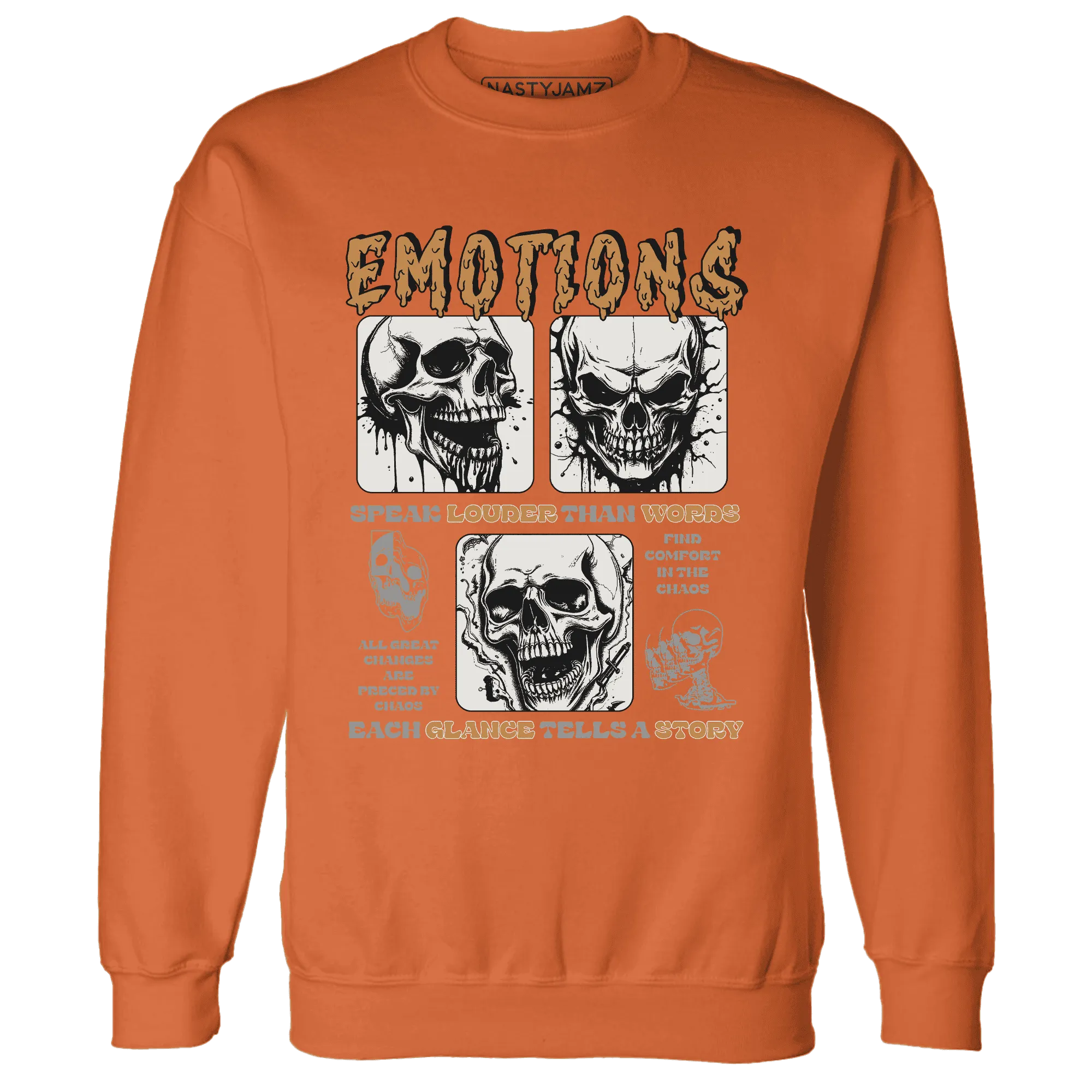 Dunk-Low-Retro-Wheat-Orange-NastyJamz-Sweatshirt-Match-Emotions-Skull