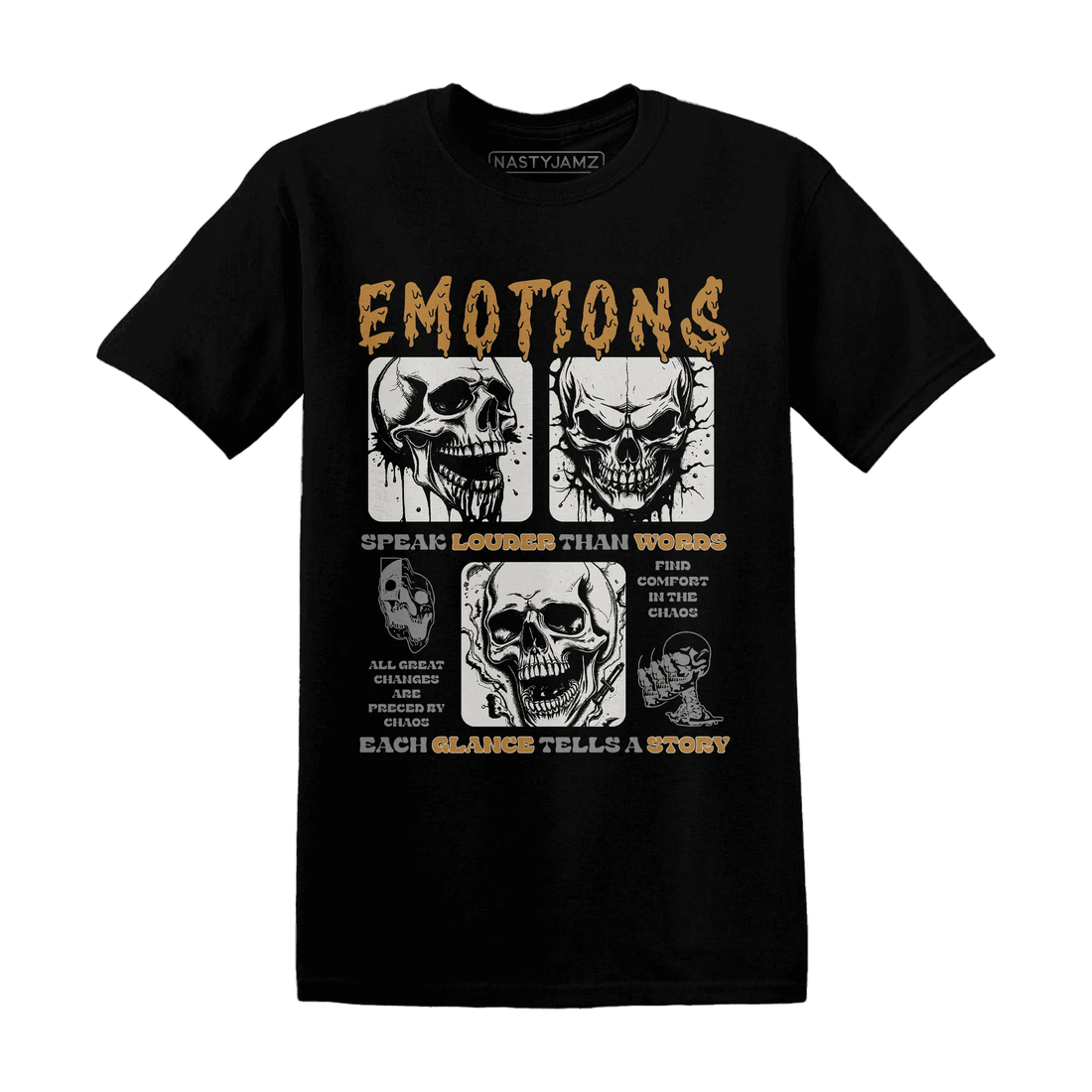 Dunk-Low-Retro-Wheat-Orange-NastyJamz-T-Shirt-Match-Emotions-Skull