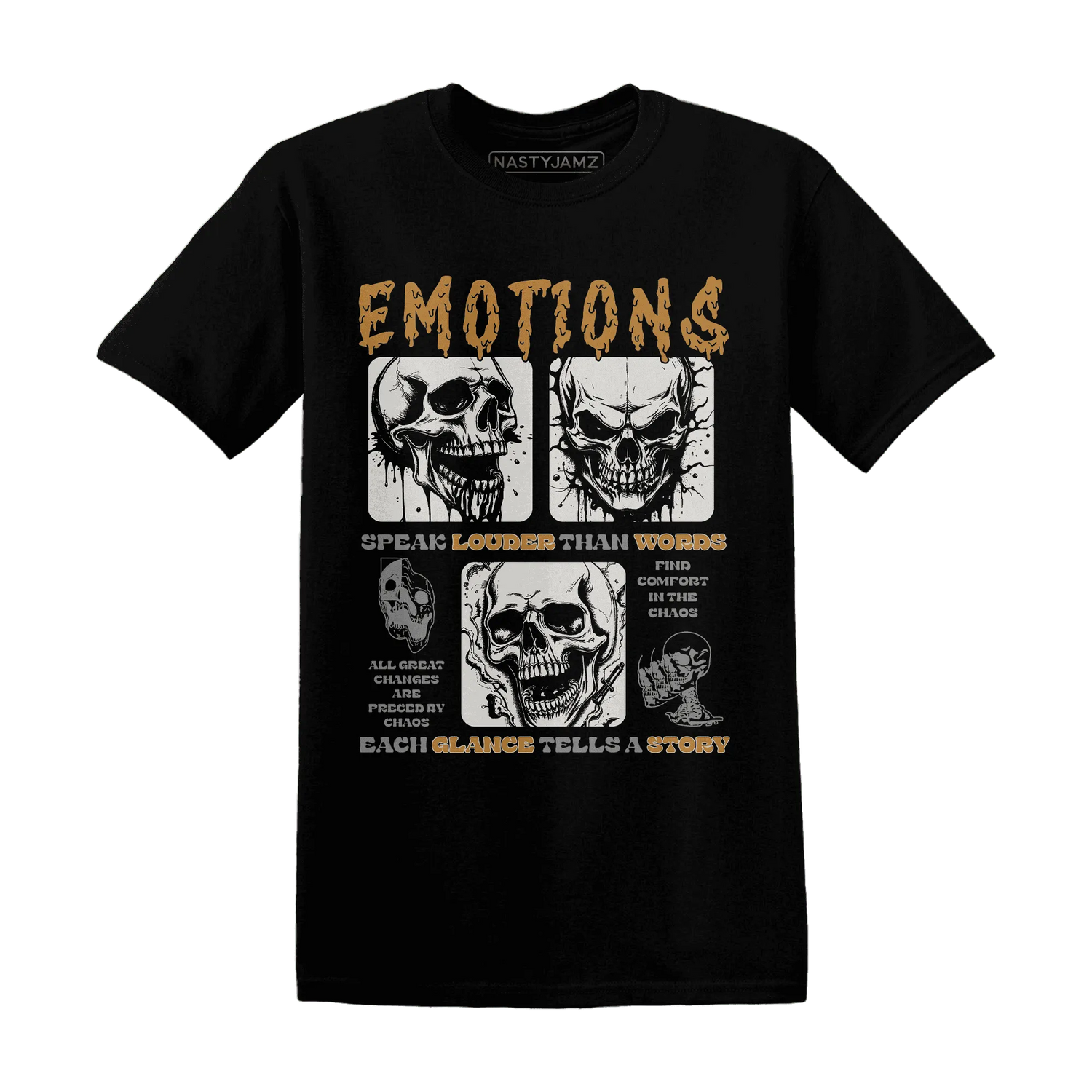 Dunk-Low-Retro-Wheat-Orange-NastyJamz-T-Shirt-Match-Emotions-Skull